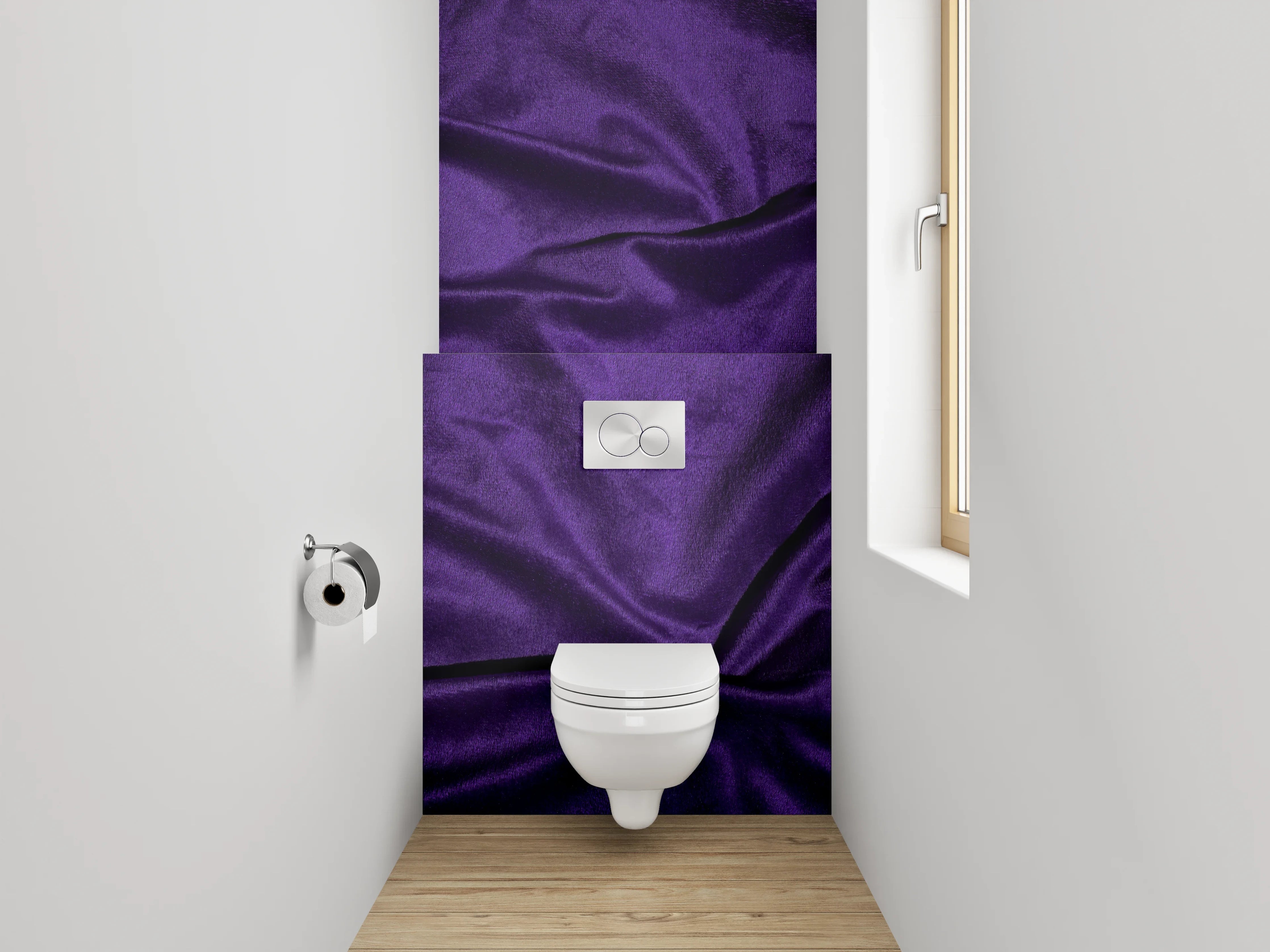 WC-Rückwand - Edler Samt-Look in Lila