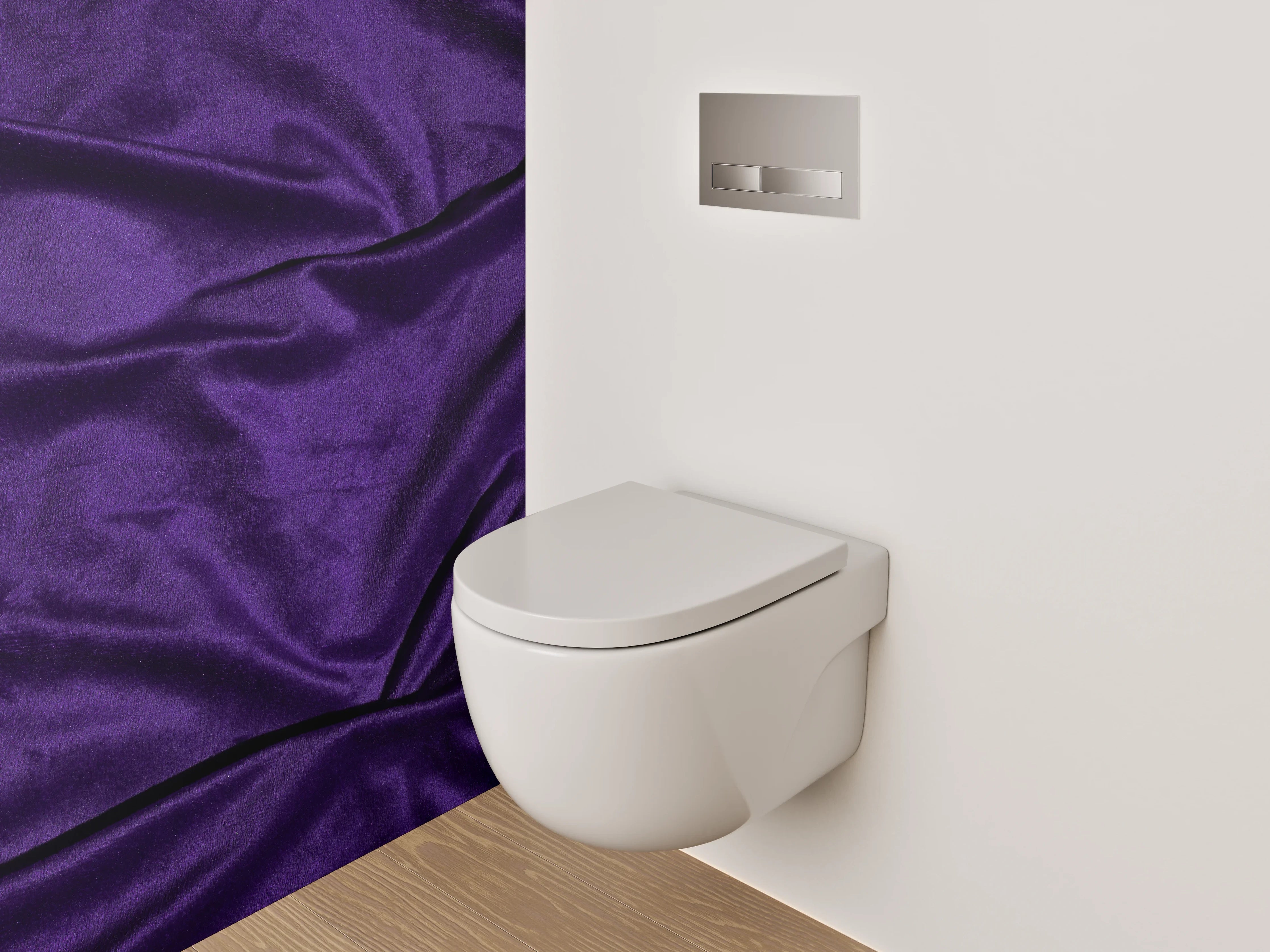 WC-Rückwand - Edler Samt-Look in Lila