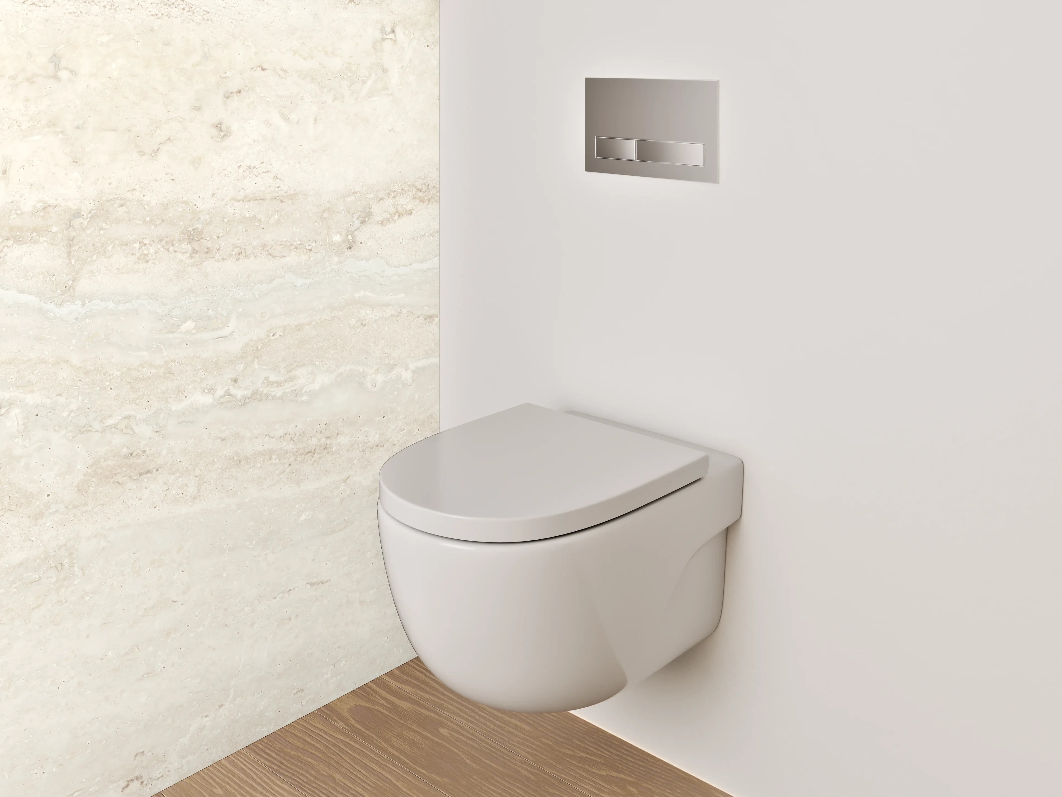 WC-Rückwand - Edler Travertin Look Weiß Beige