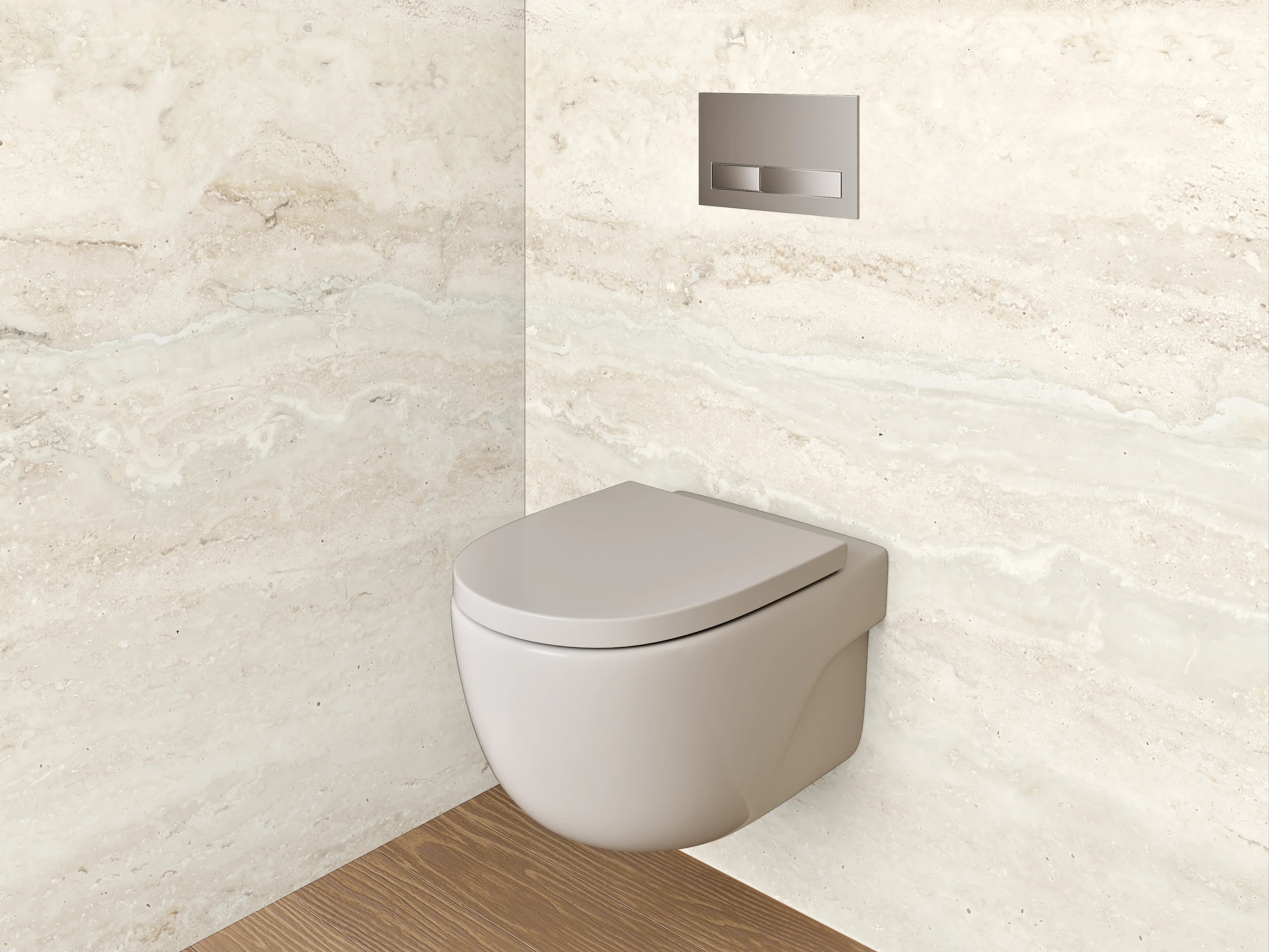 WC-Rückwand - Edler Travertin Look Weiß Beige