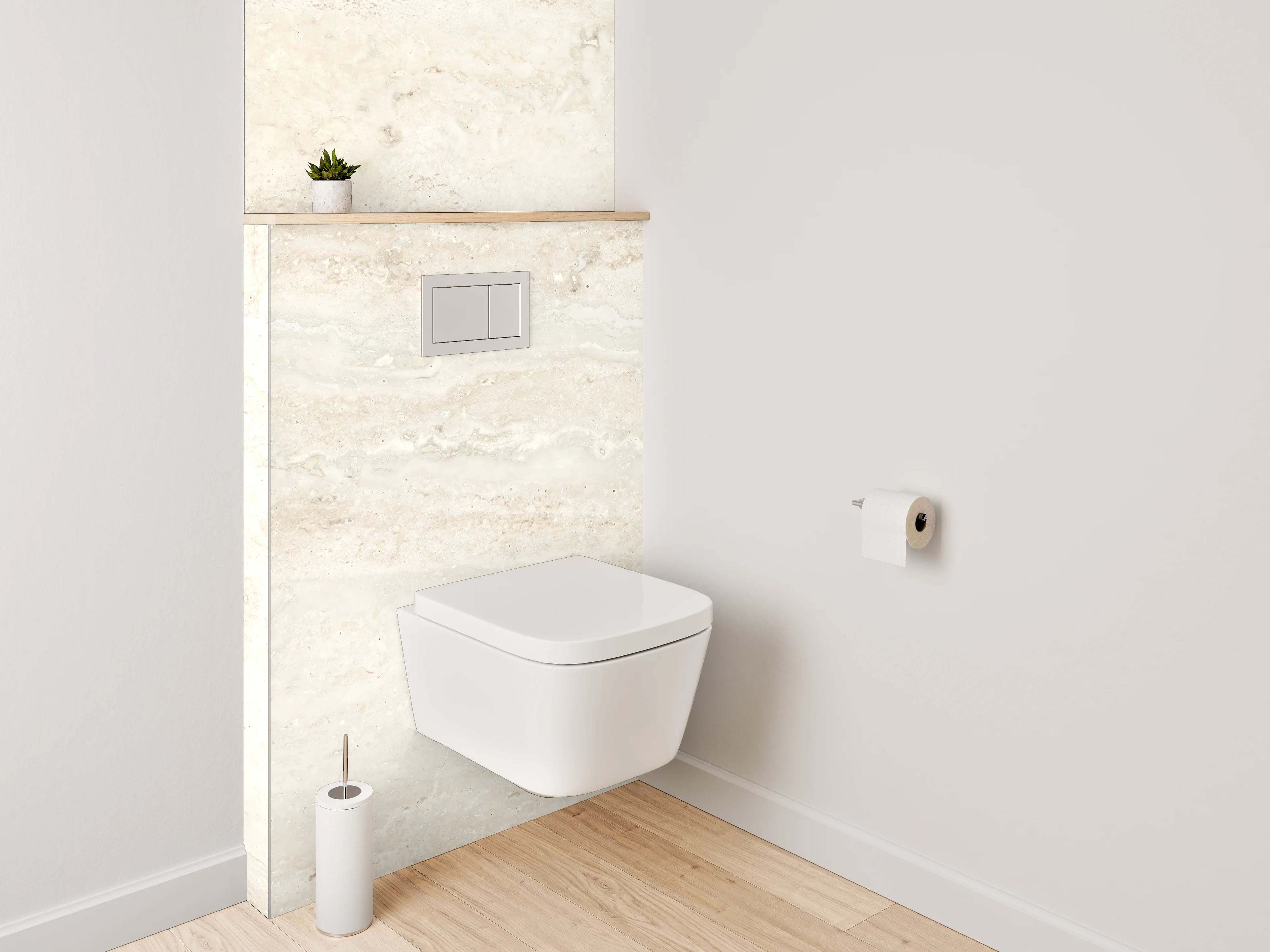 WC-Rückwand - Edler Travertin Look Weiß Beige
