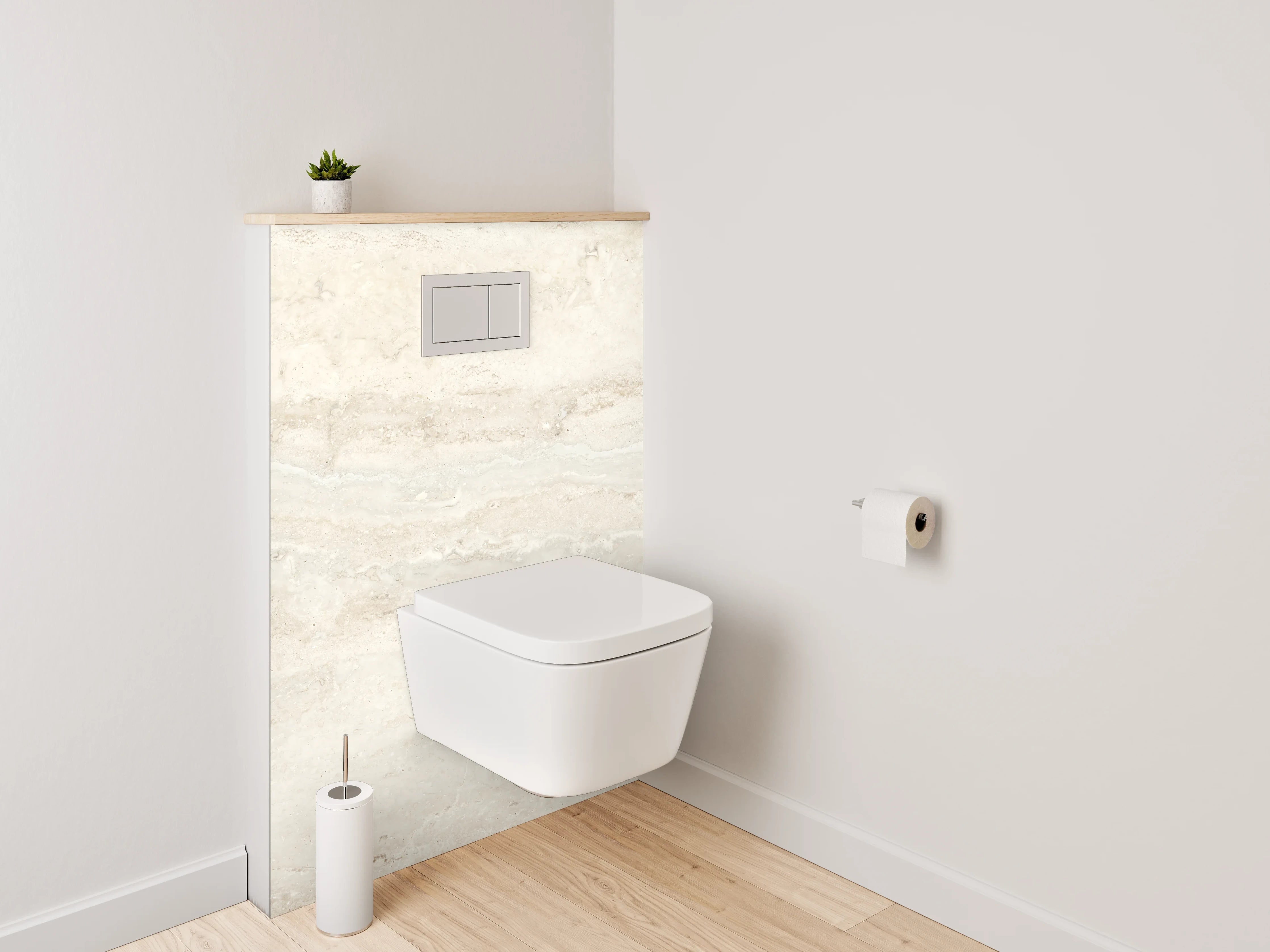 WC-Rückwand - Edler Travertin Look Weiß Beige