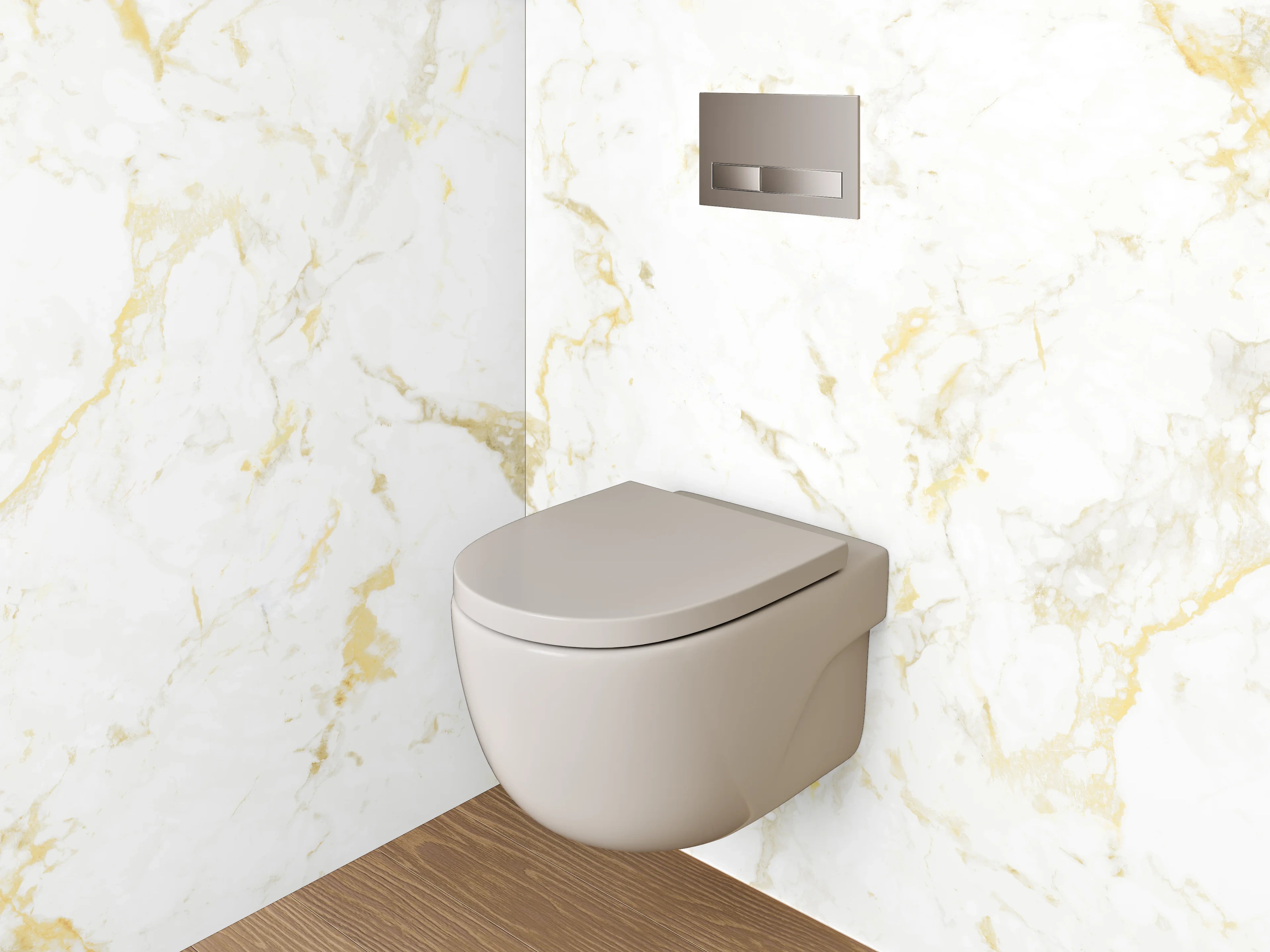 WC-Rückwand - Edler Weiß-Gold Marmor Look