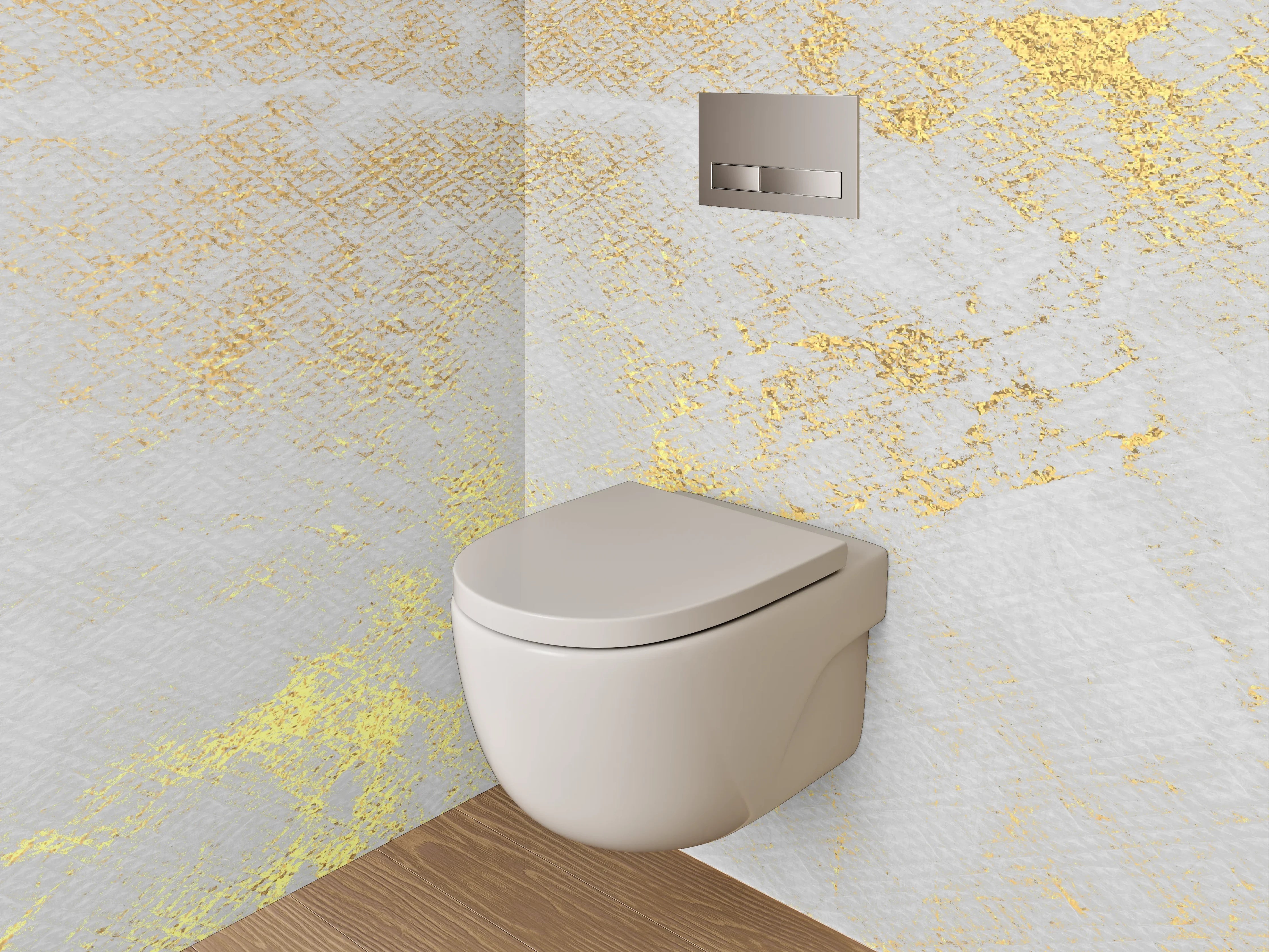 WC-Rückwand - Edler Weiß-Gold Marmoroptik Look