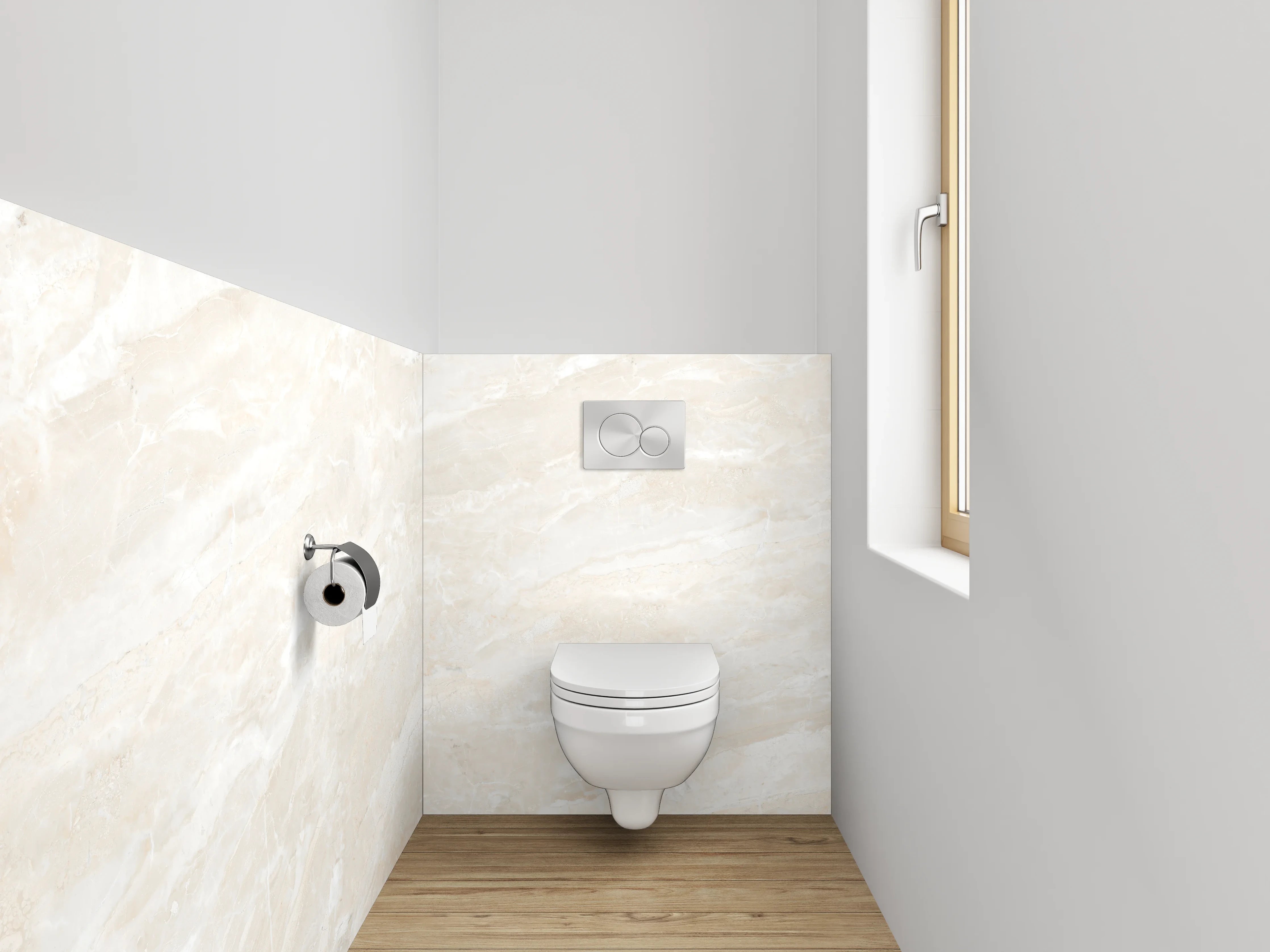 WC-Rückwand - Edler Weiß-Marmor Look