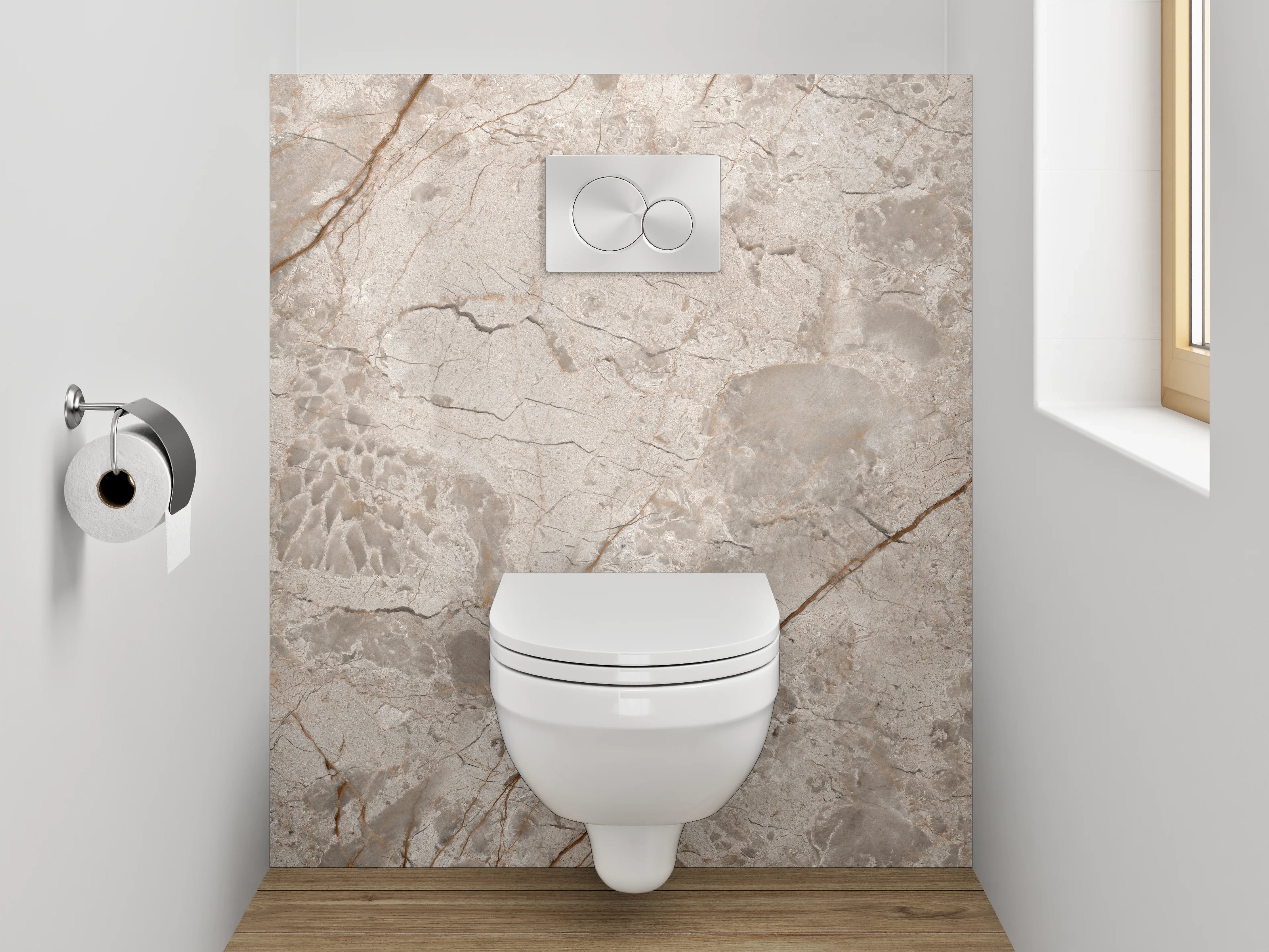 WC-Rückwand - Edler beiger Marmordekor