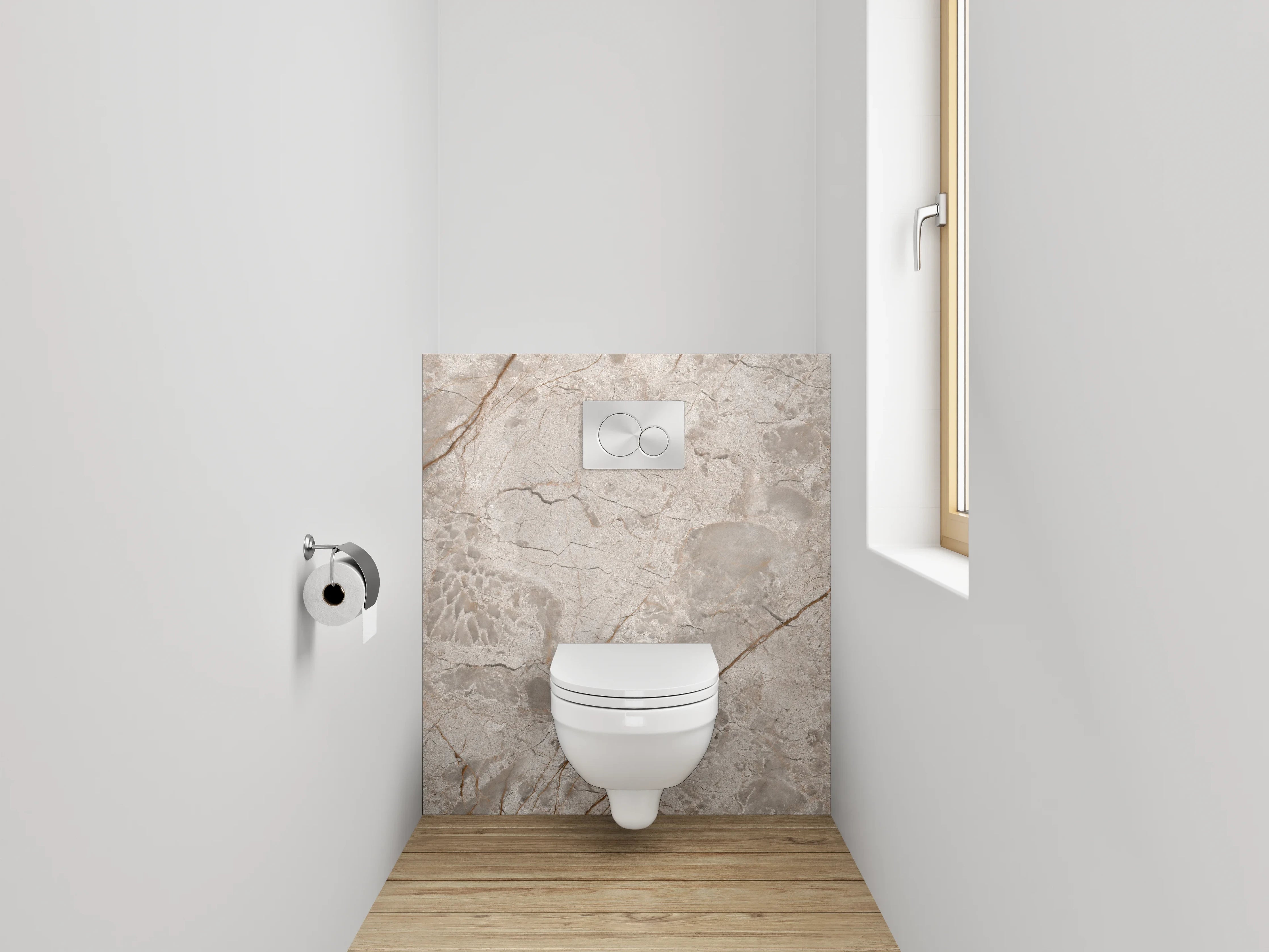 WC-Rückwand - Edler beiger Marmordekor
