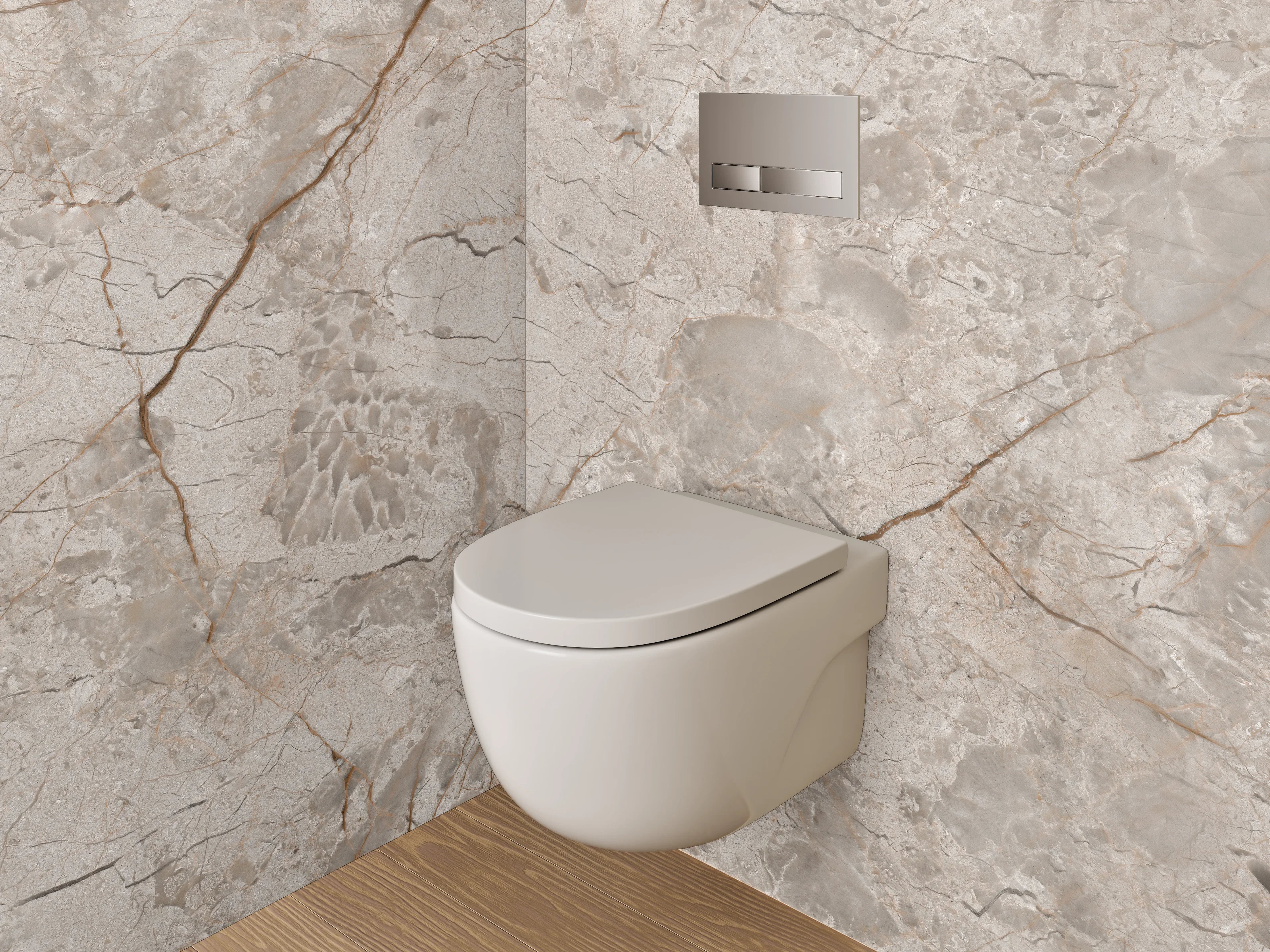 WC-Rückwand - Edler beiger Marmordekor