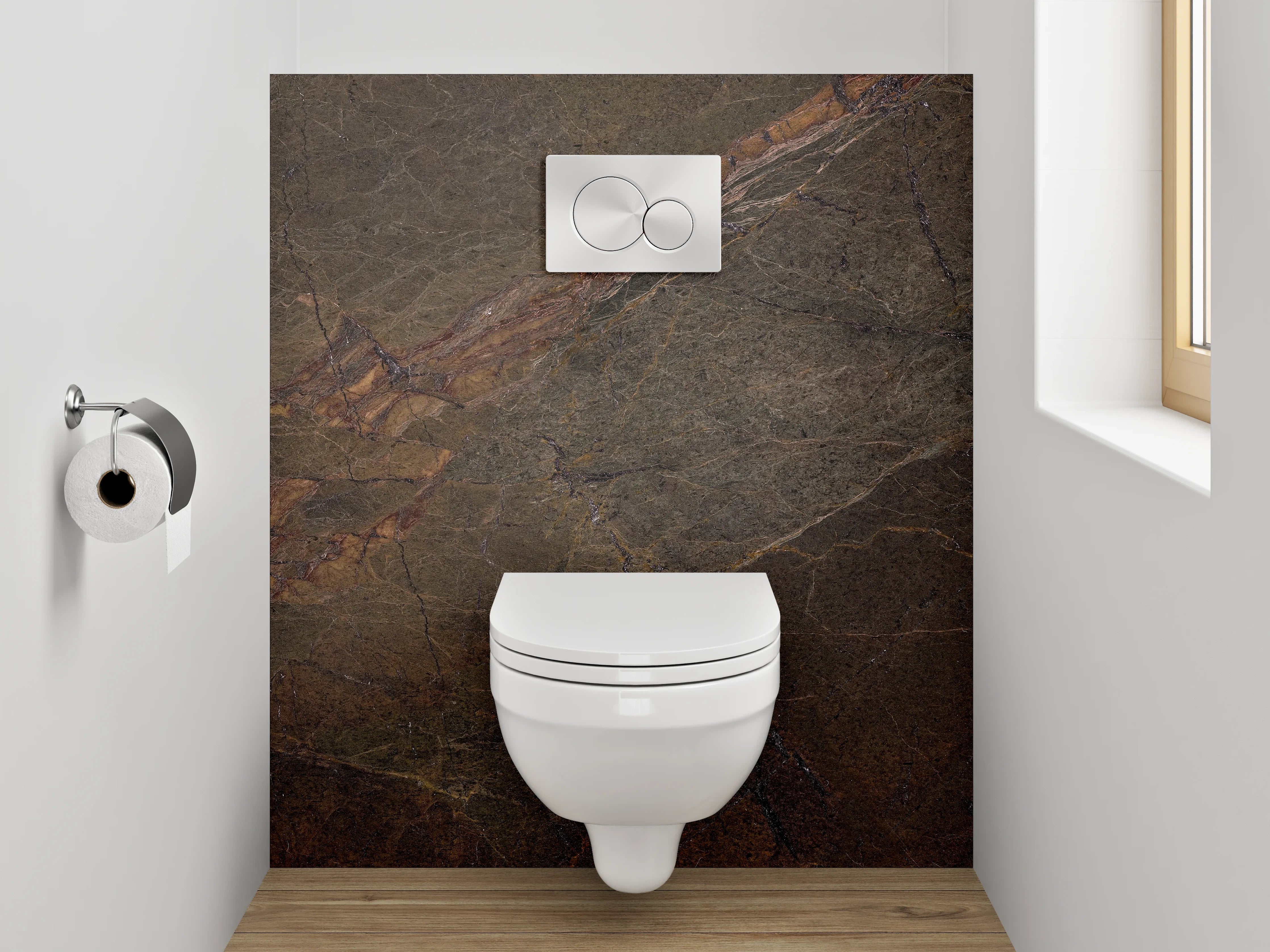 WC-Rückwand - Edler brauner Naturstein-Look