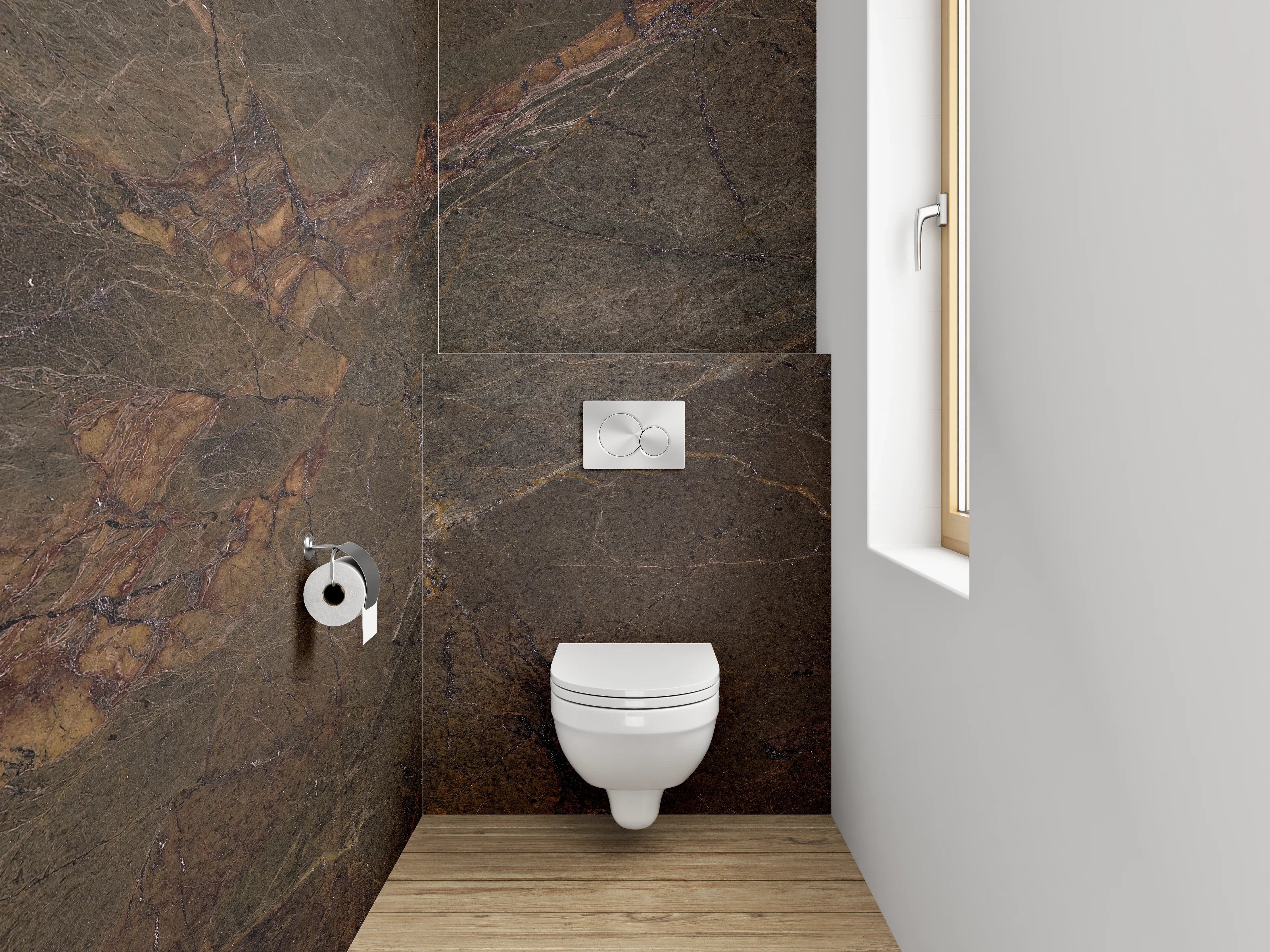 WC-Rückwand - Edler brauner Naturstein-Look