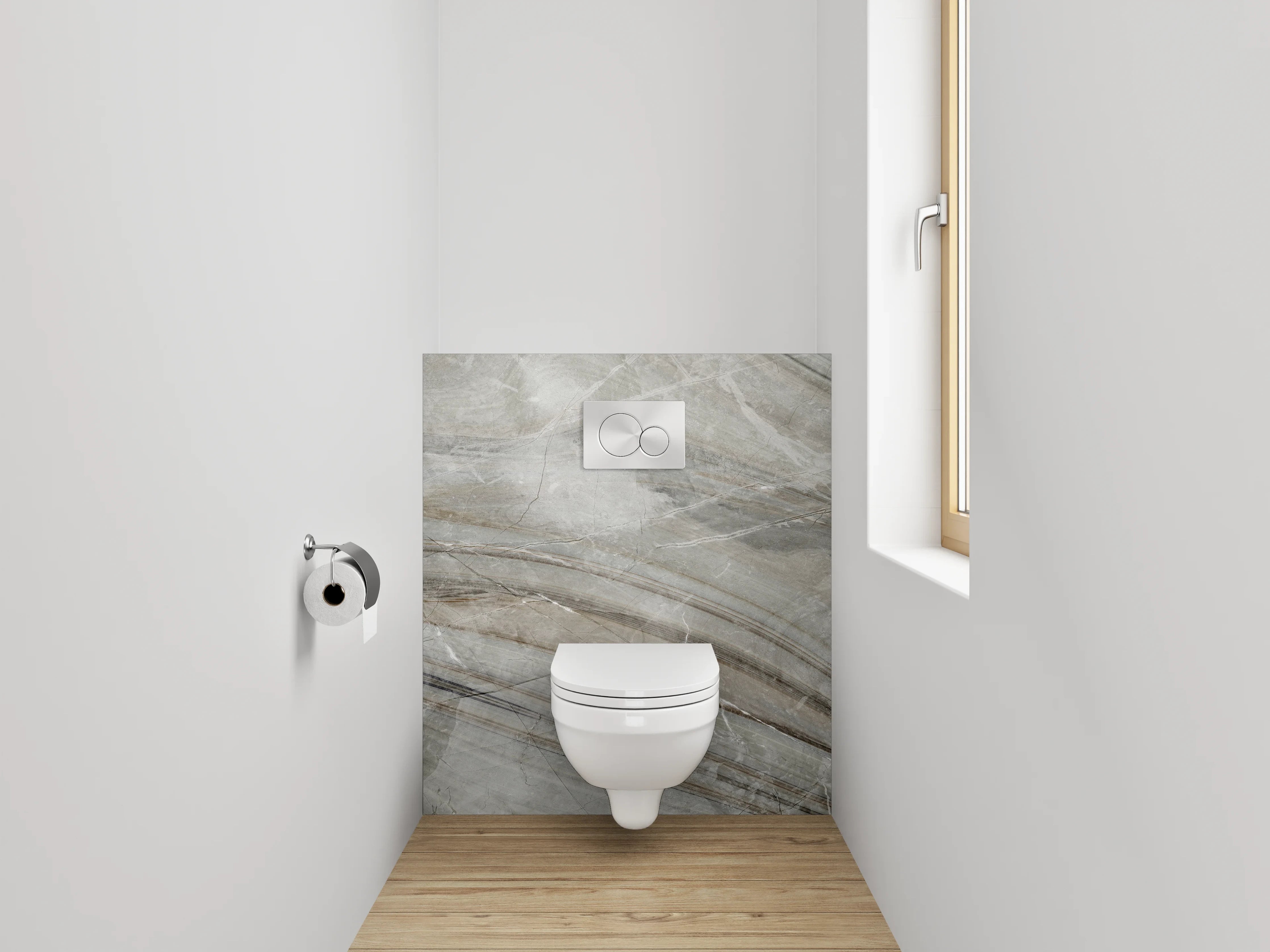 WC-Rückwand - Edler grauer Marmor-Look