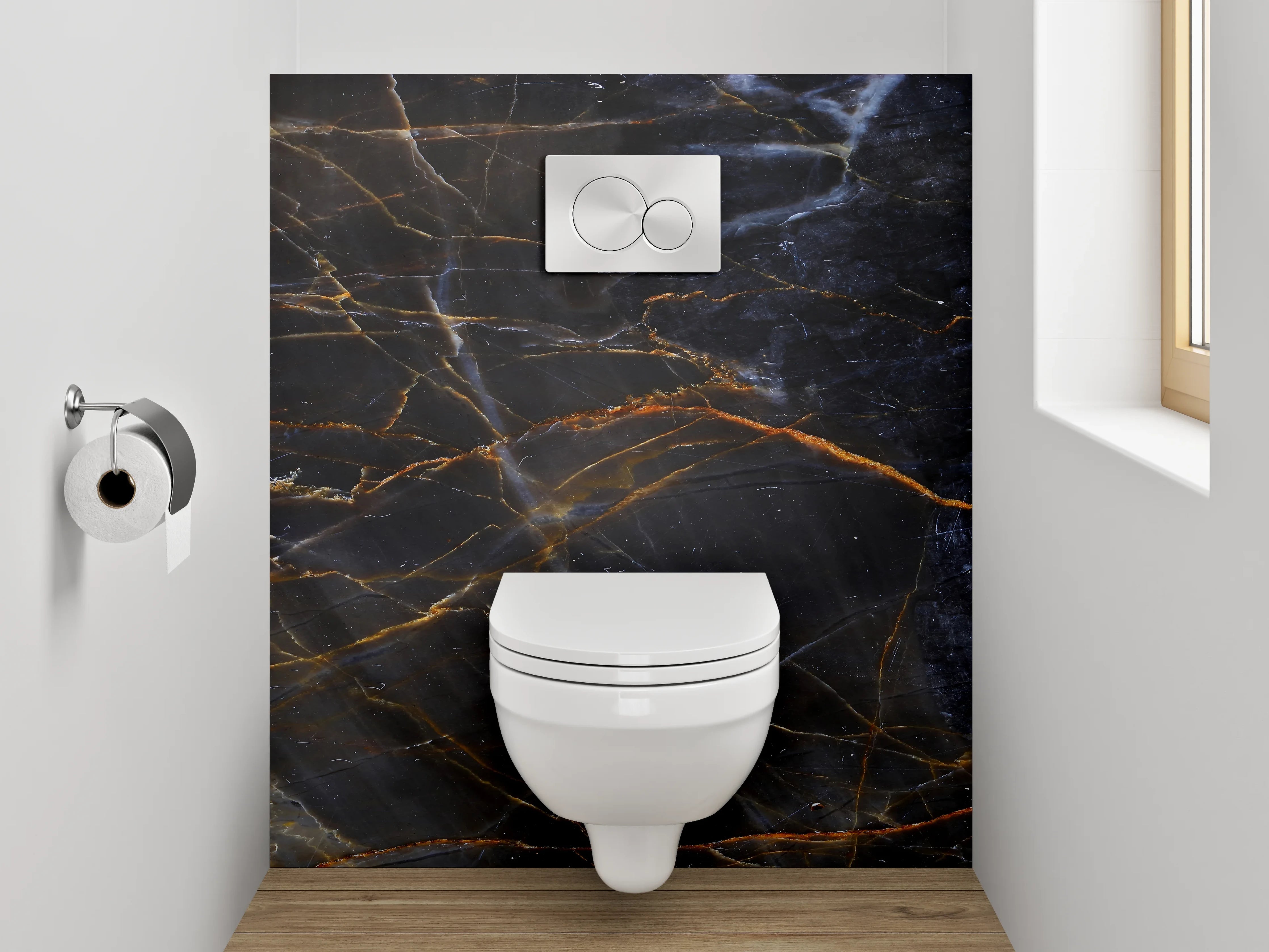 WC-Rückwand - Edler schwarzer Marmor Look