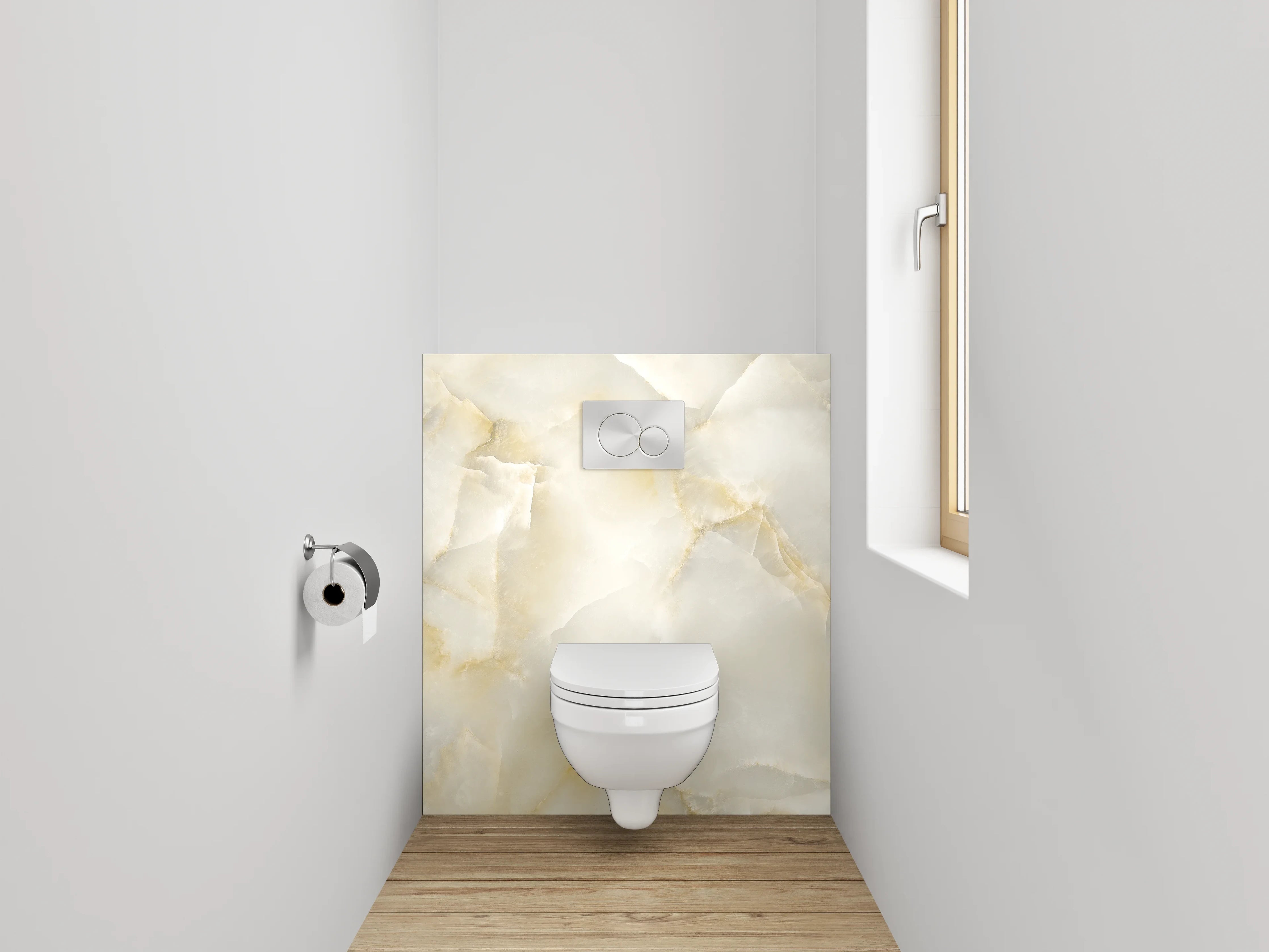 WC-Rückwand - Edler weiß-beiger Marmor-Look