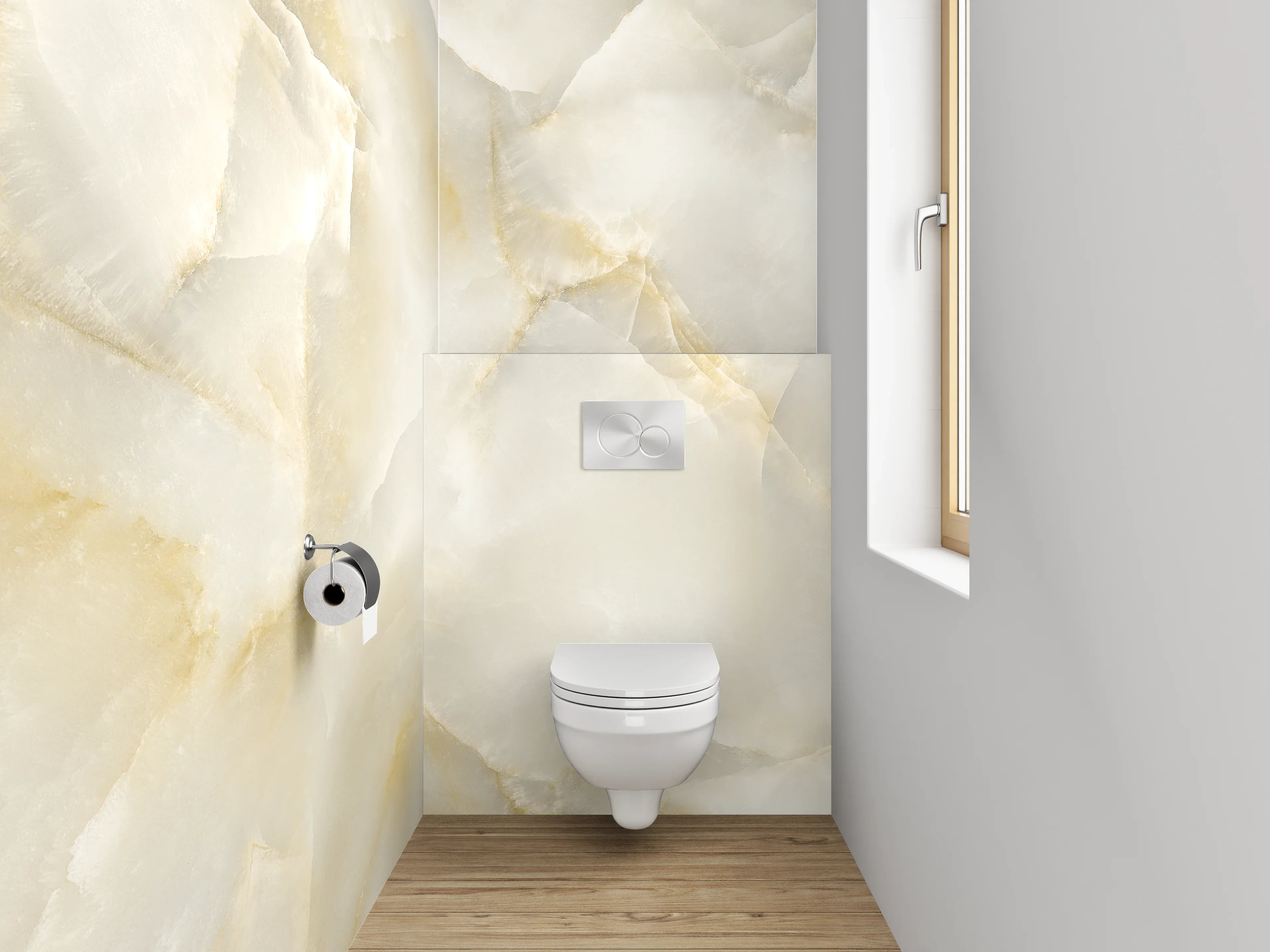 WC-Rückwand - Edler weiß-beiger Marmor-Look