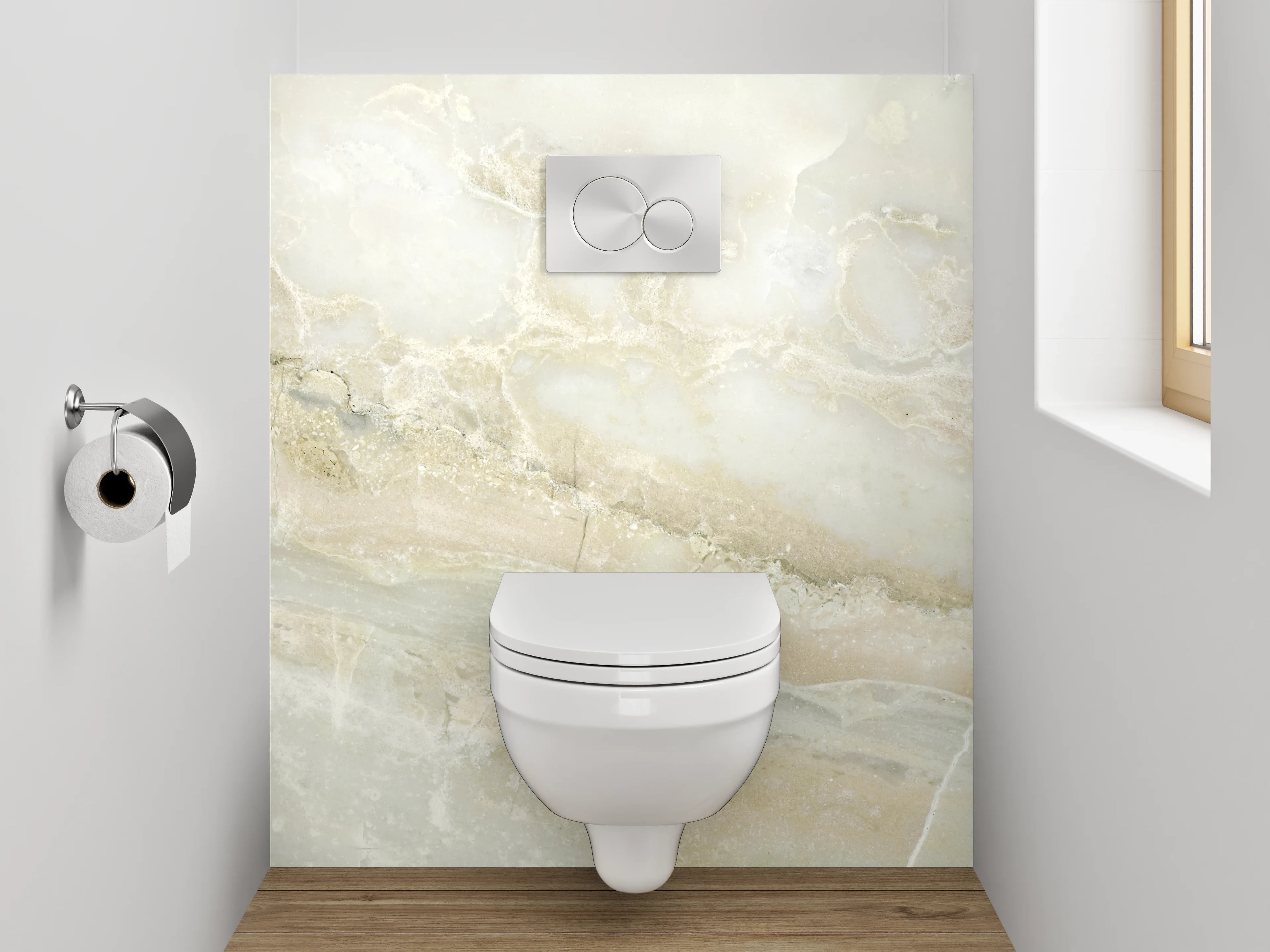 WC-Rückwand - Edler weiß-grauer Marmor-Look