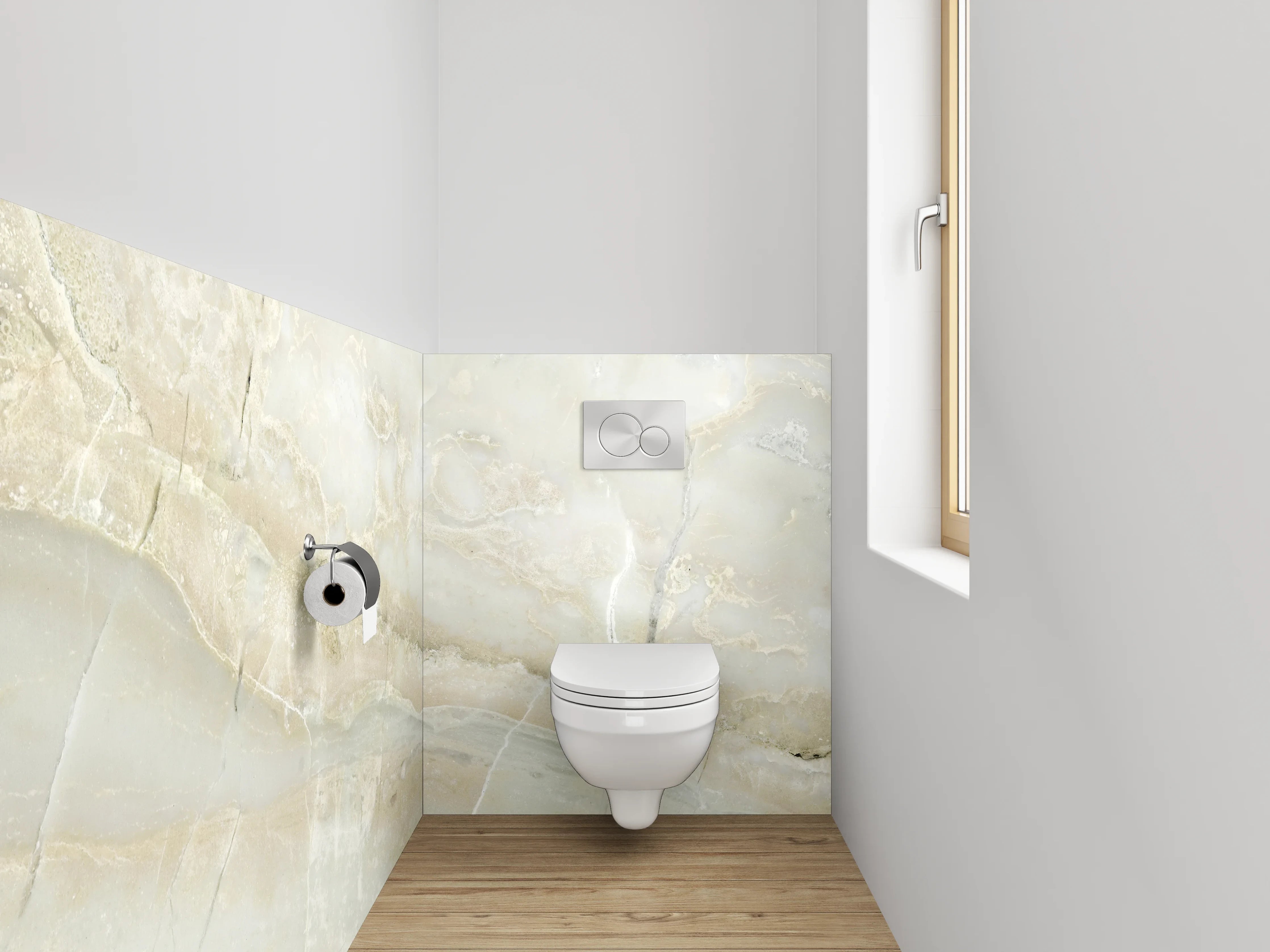 WC-Rückwand - Edler weiß-grauer Marmor-Look