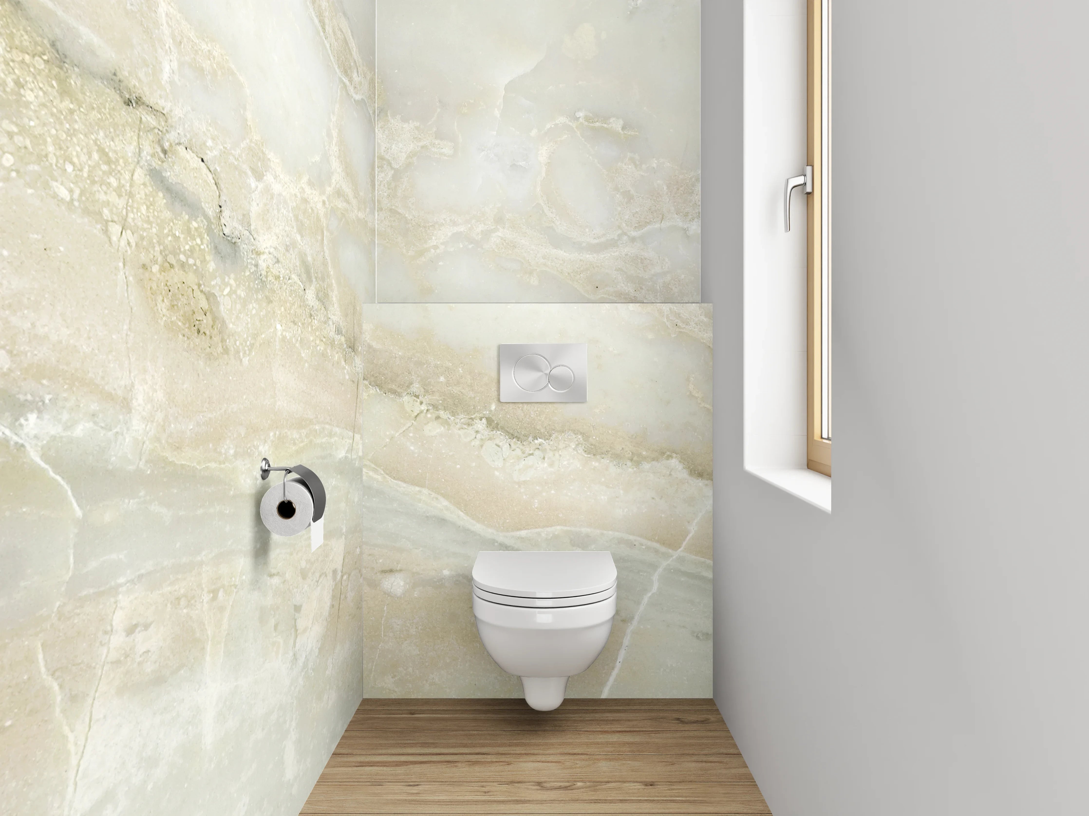 WC-Rückwand - Edler weiß-grauer Marmor-Look