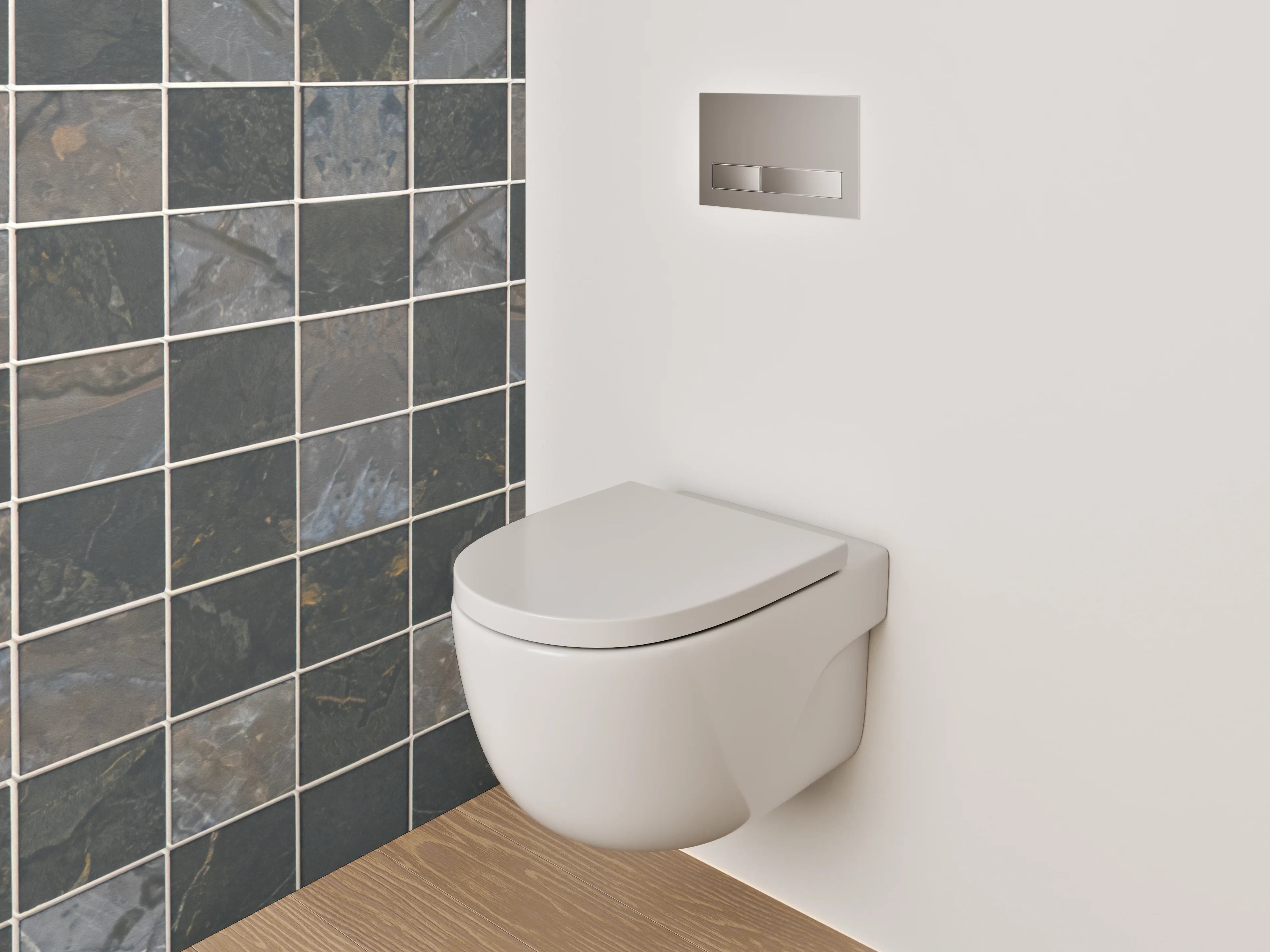 WC-Rückwand - Edles Mosaikfliesen-Design in Grau-Schwarz