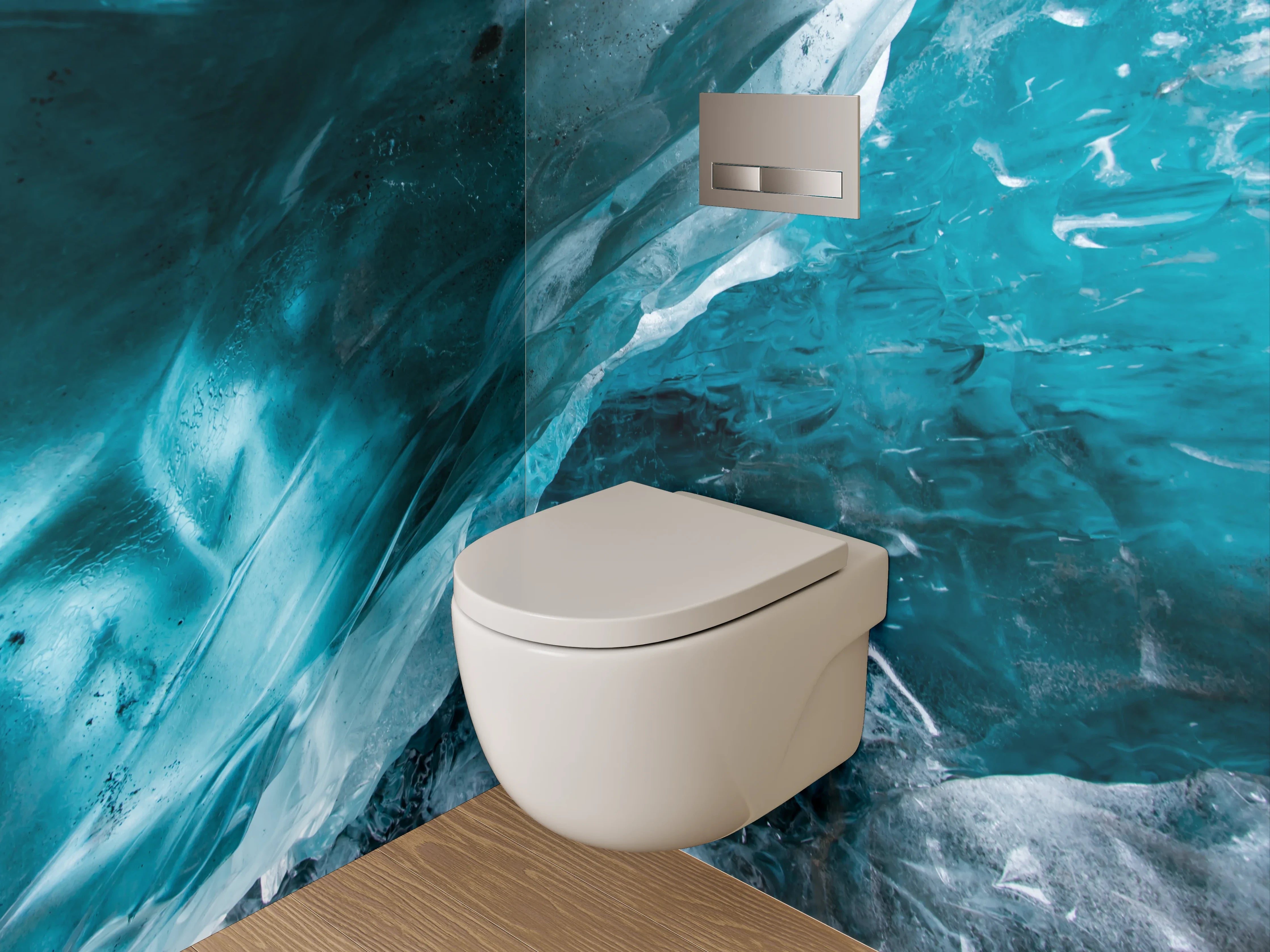 WC-Rückwand - Eisblaues Gletscher-Abstrakt-Motiv