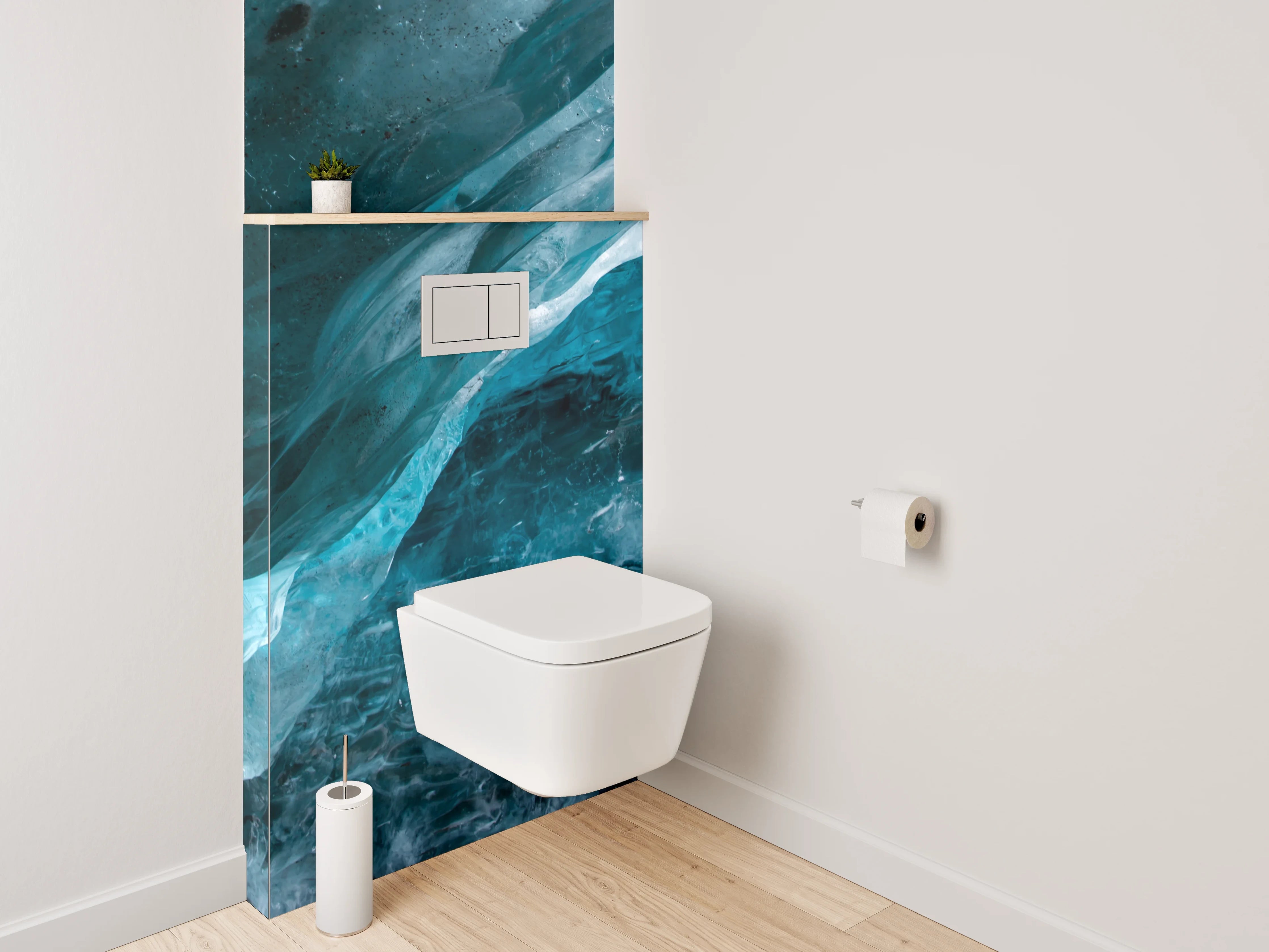 WC-Rückwand - Eisblaues Gletscher-Abstrakt-Motiv