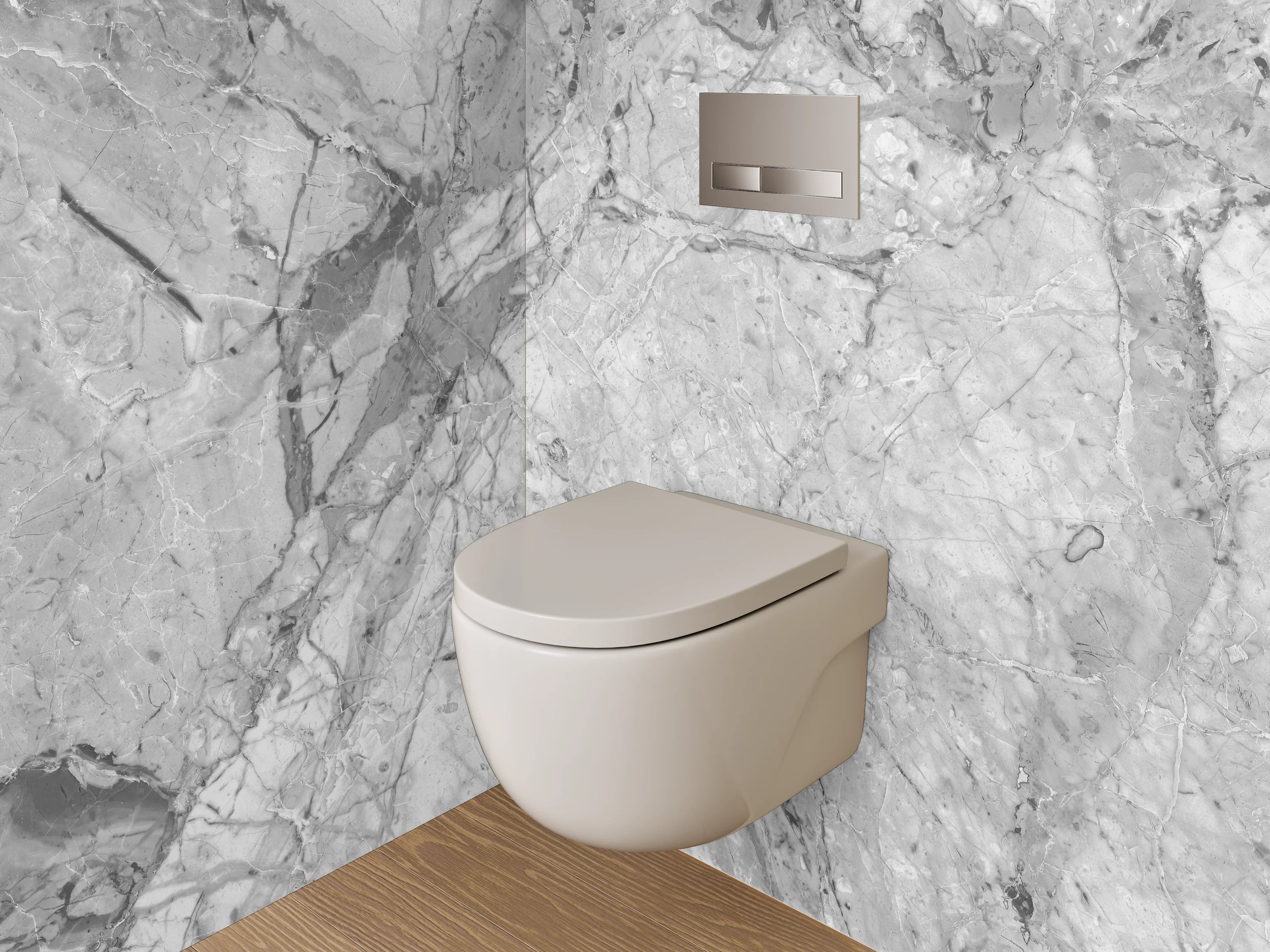 WC-Rückwand - Eisgraue Marmorstruktur