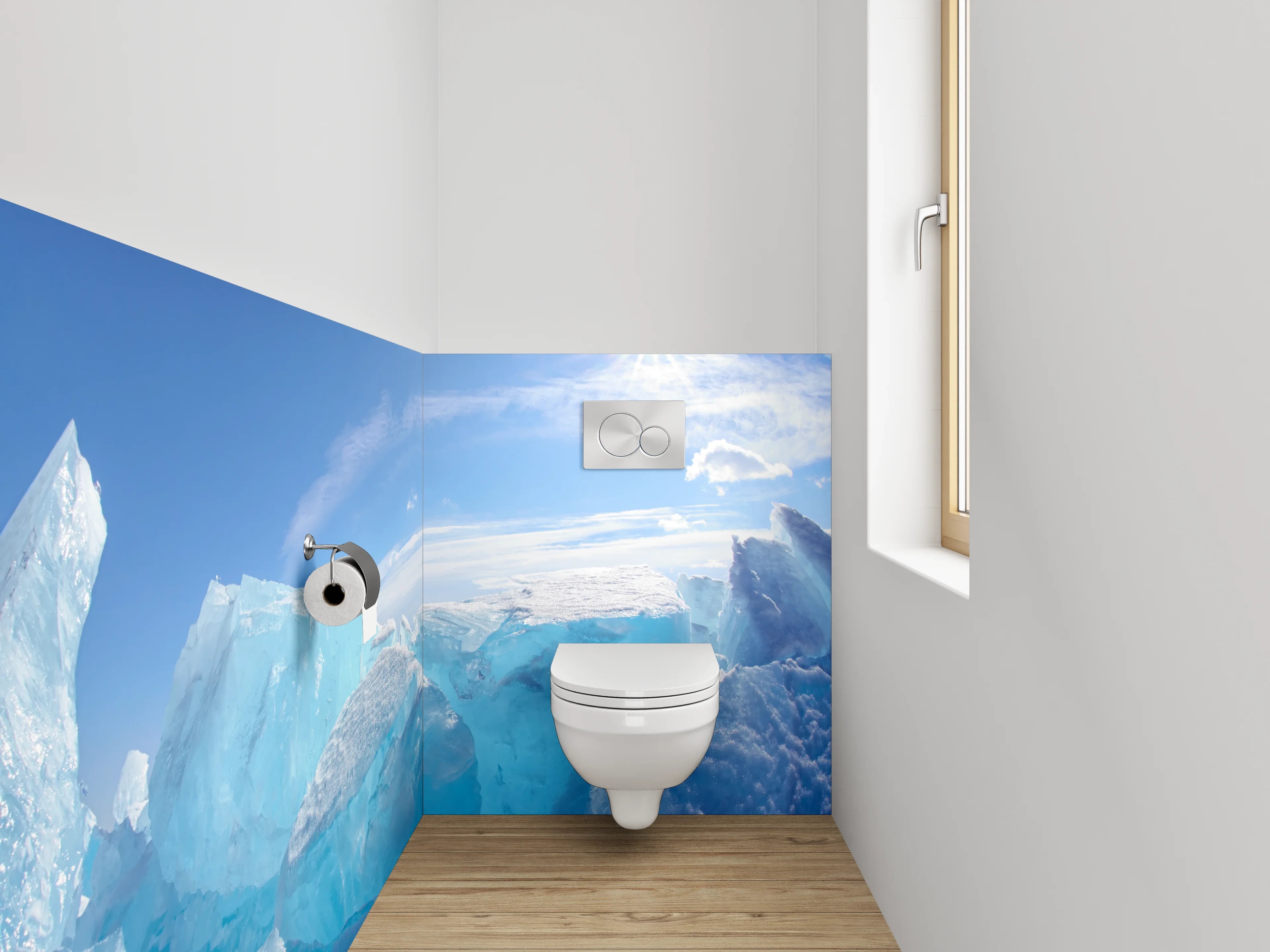 WC-Rückwand - Eisige Landschaft und Sonnenstrahlen