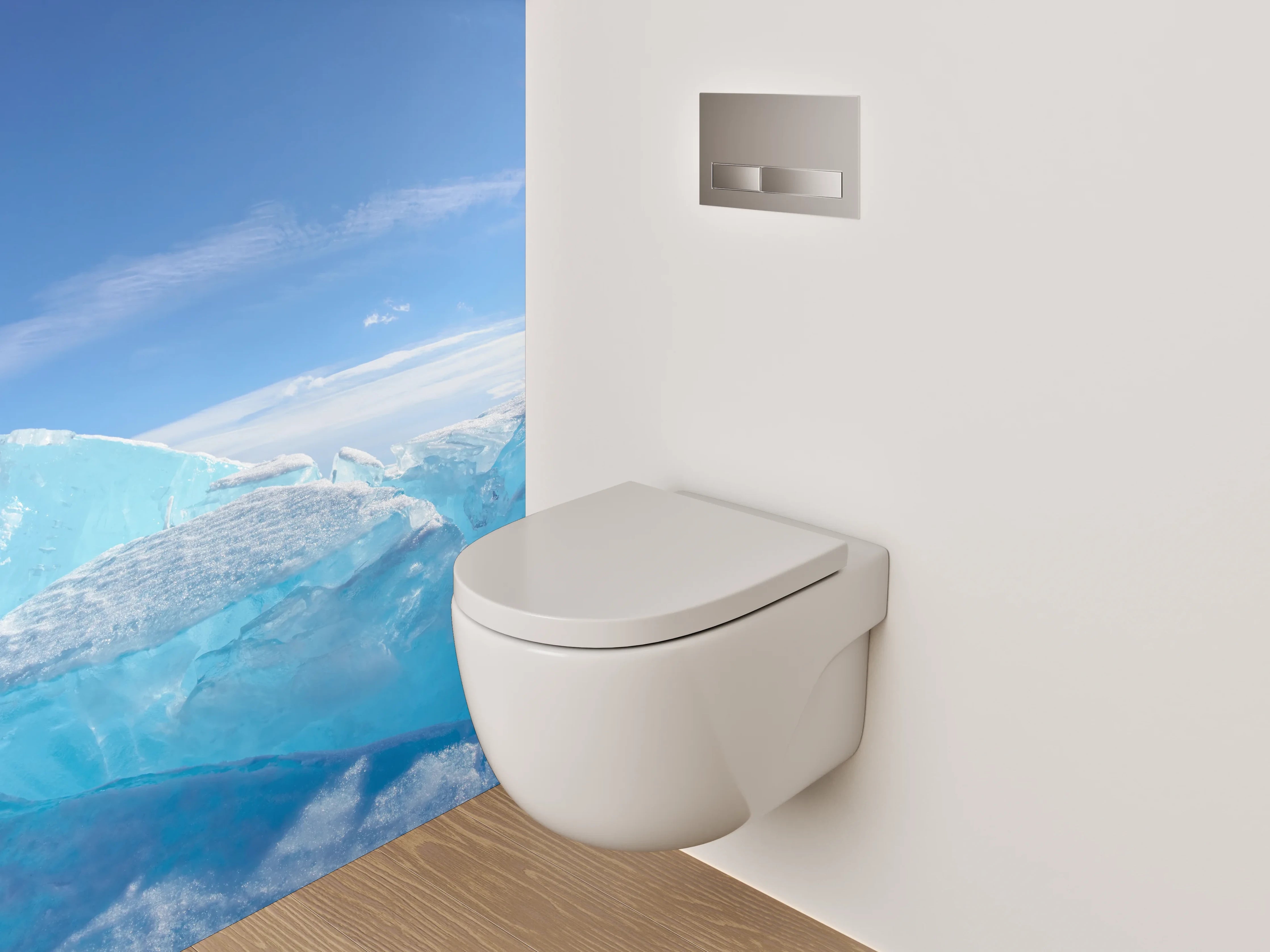 WC-Rückwand - Eisige Landschaft und Sonnenstrahlen