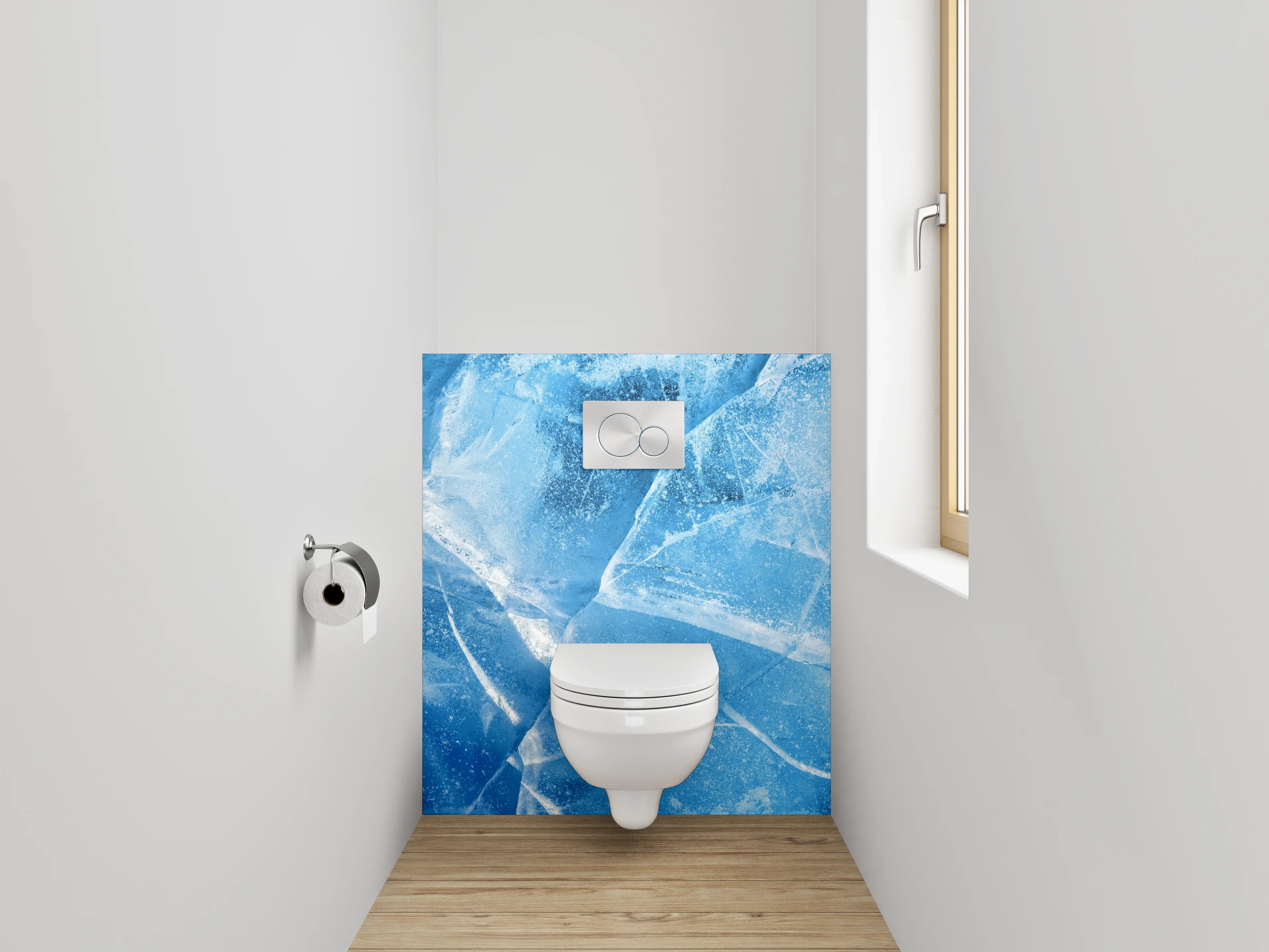 WC-Rückwand - Eisstruktur Blau Abstrakt Kalt
