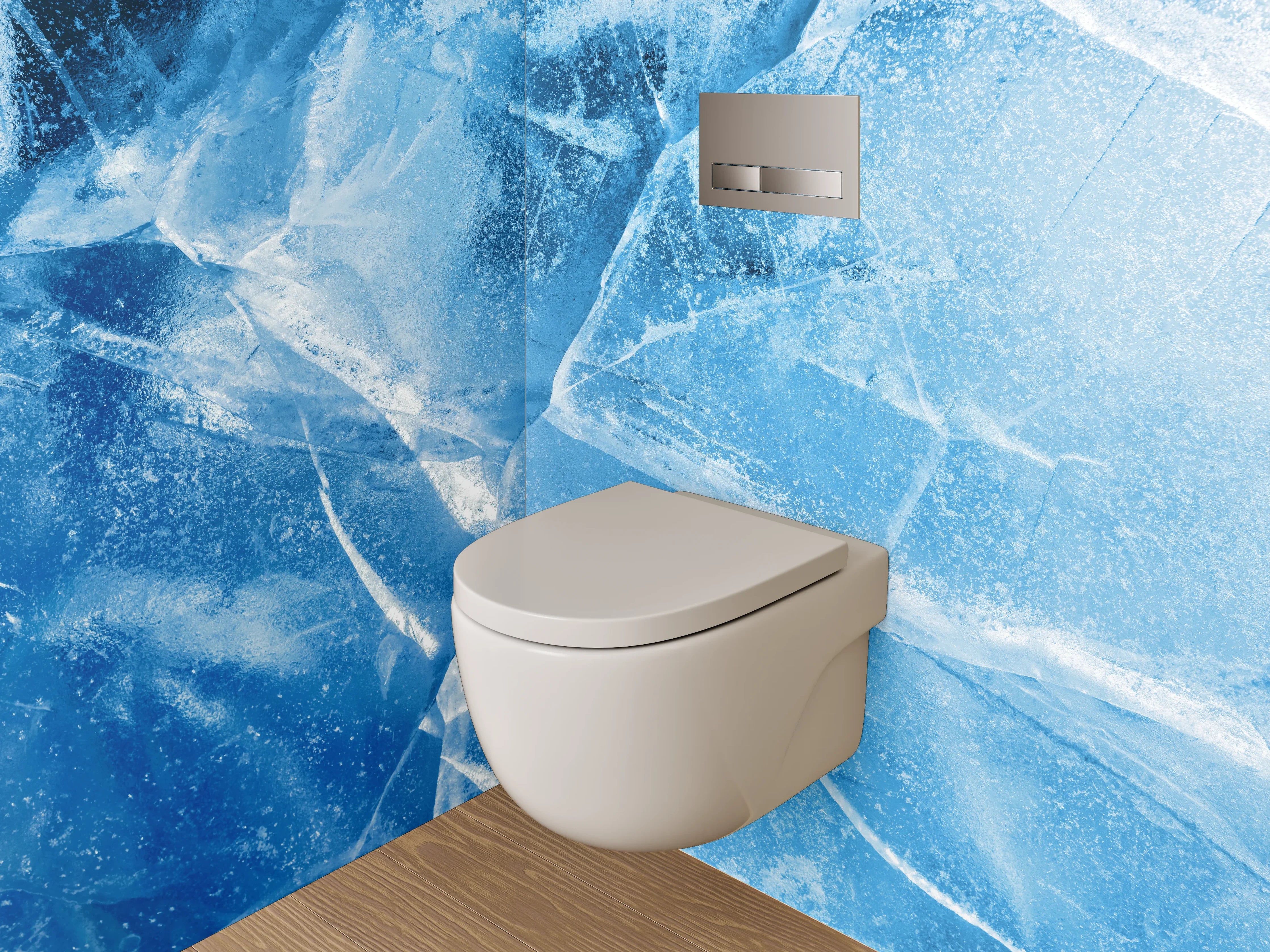 WC-Rückwand - Eisstruktur Blau Abstrakt Kalt