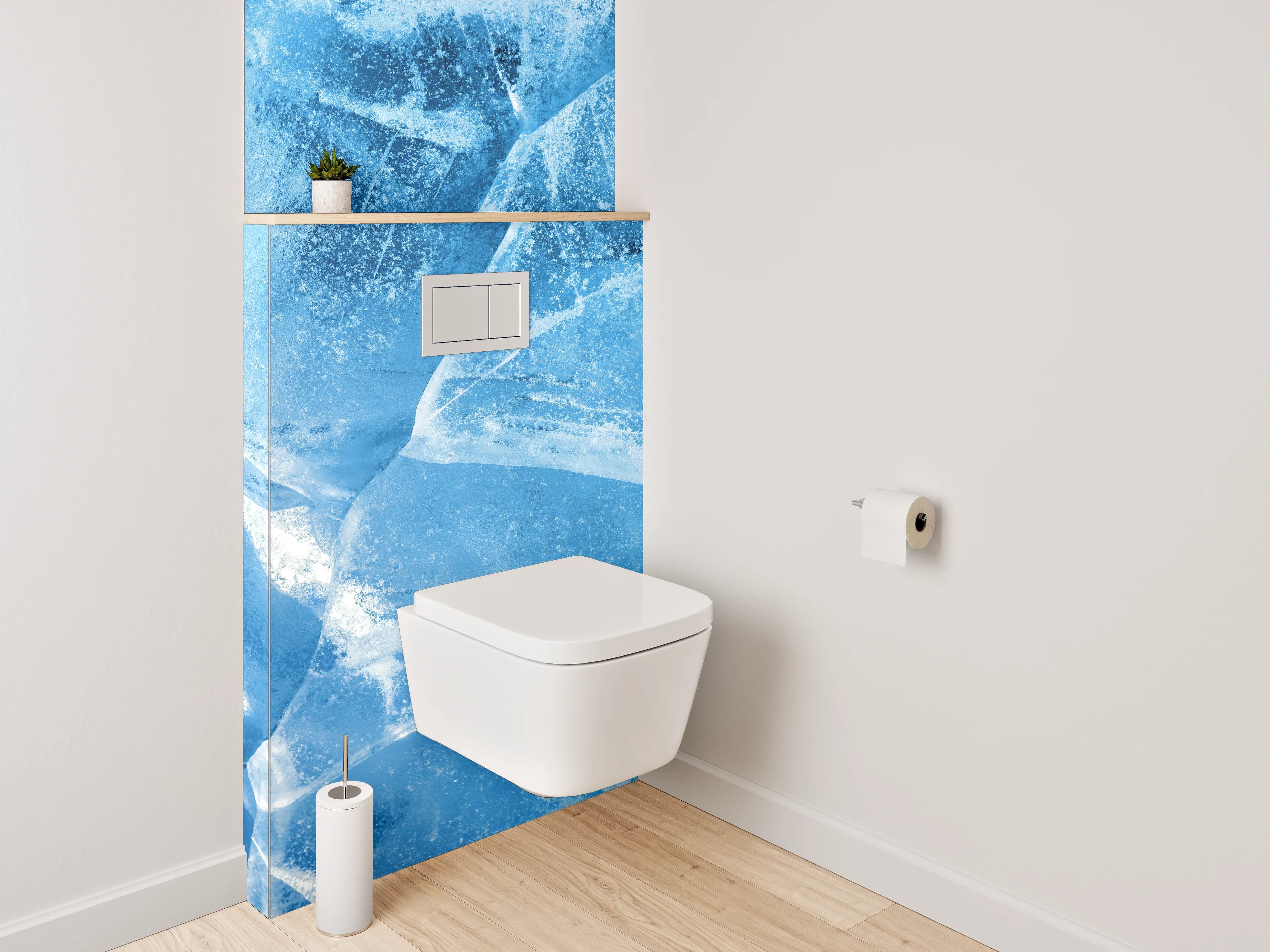 WC-Rückwand - Eisstruktur Blau Abstrakt Kalt
