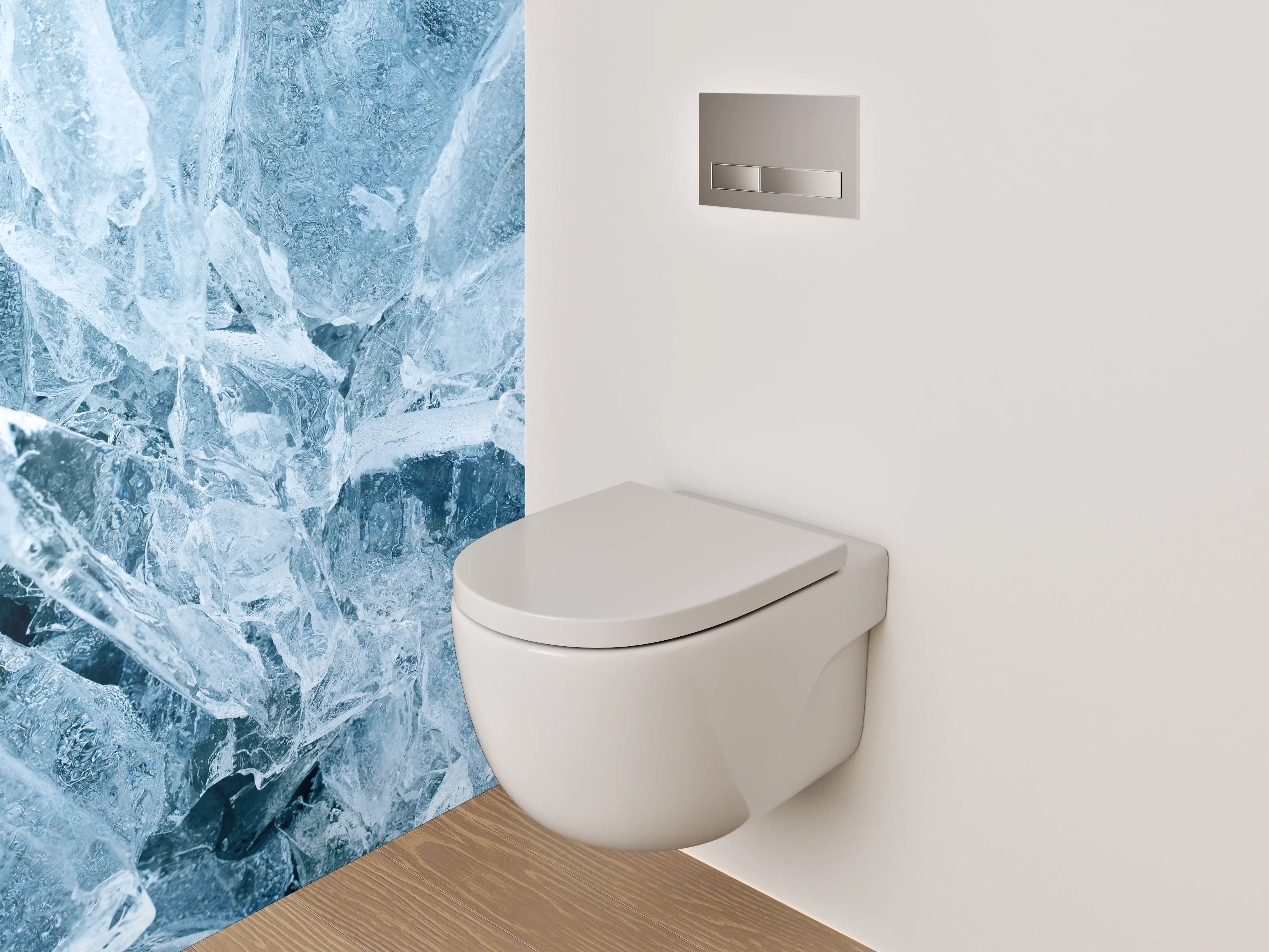WC-Rückwand - Eisstruktur in Blau – Kristalloptik