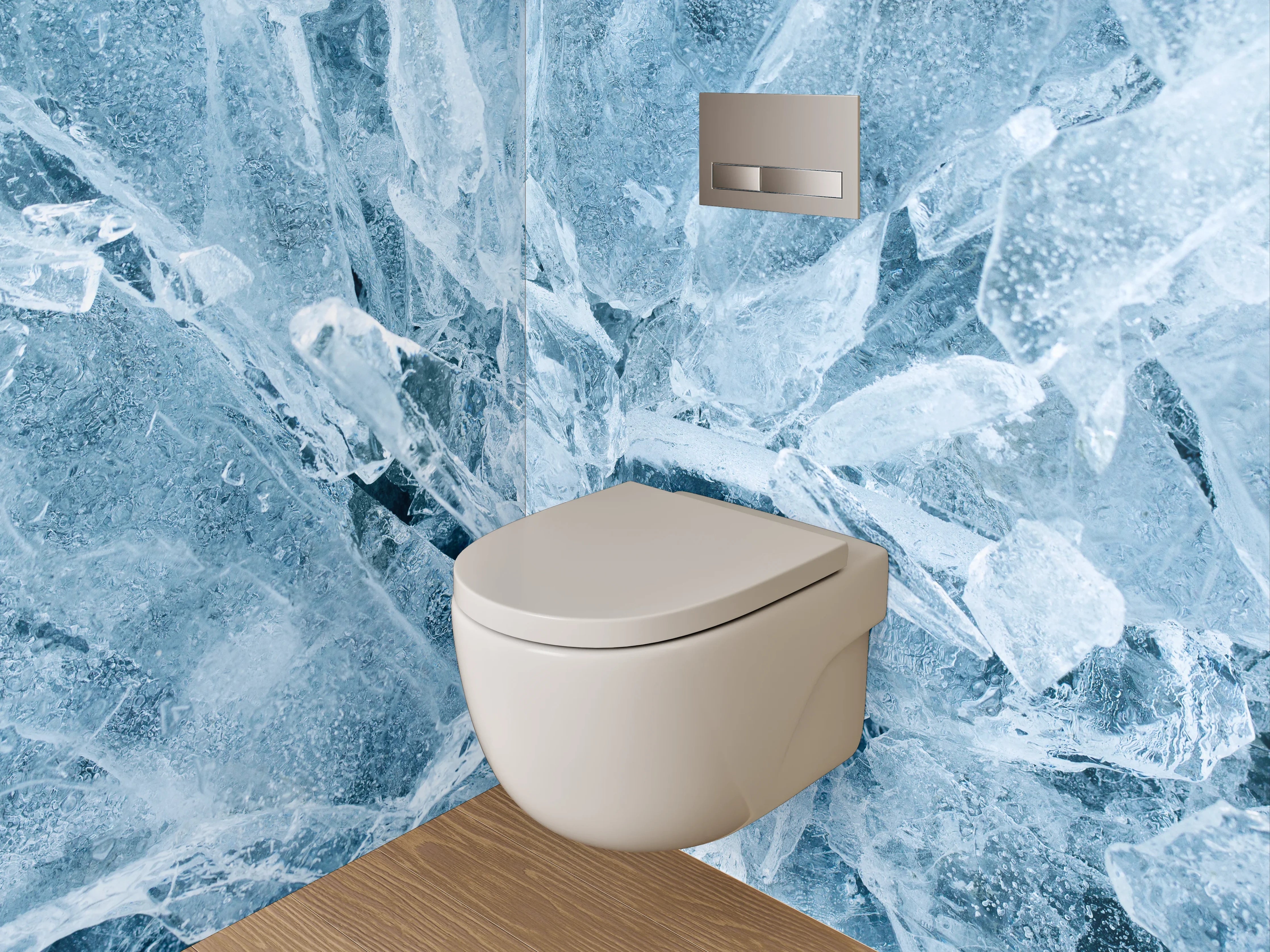 WC-Rückwand - Eisstruktur in Blau – Kristalloptik