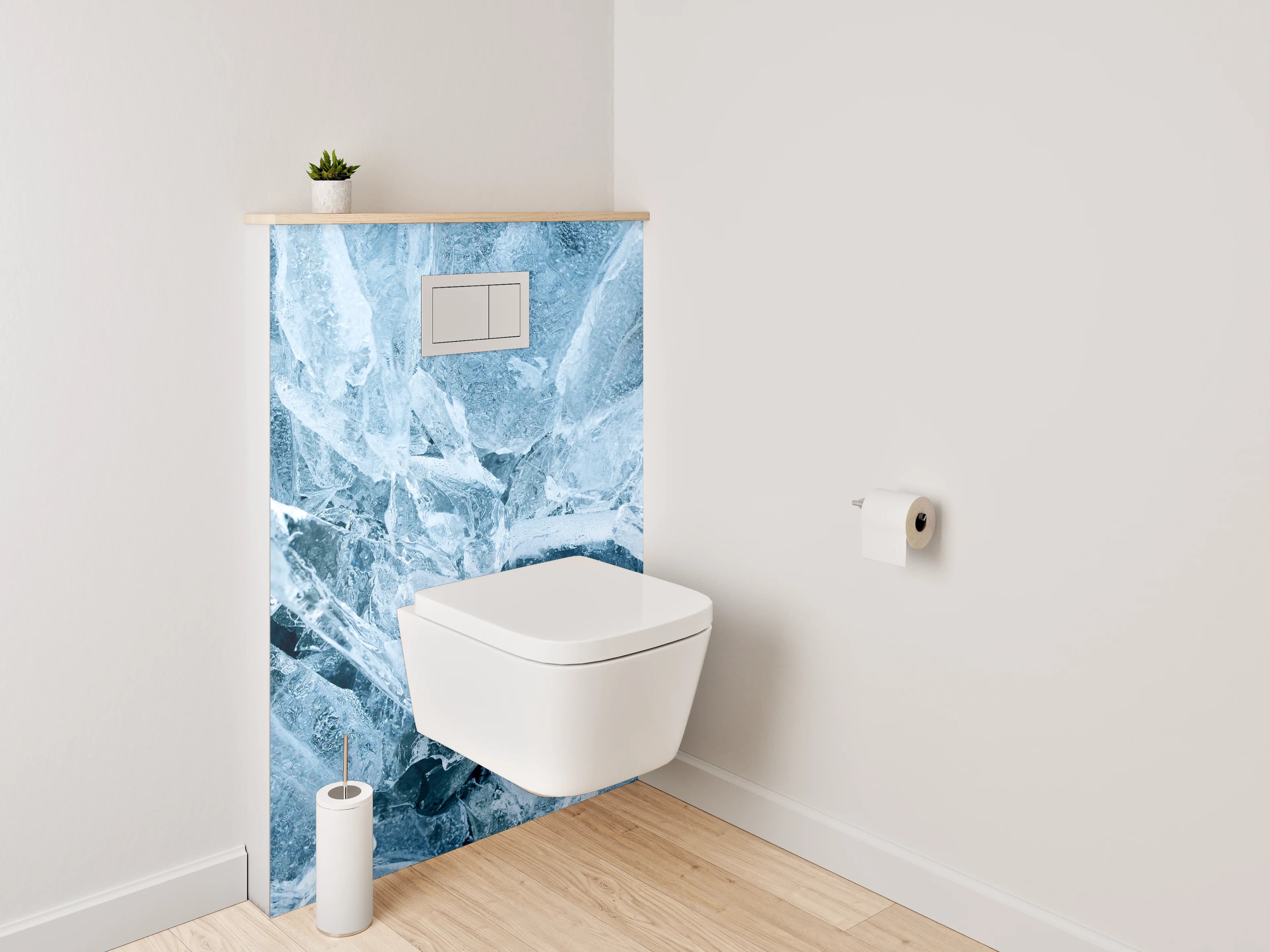 WC-Rückwand - Eisstruktur in Blau – Kristalloptik
