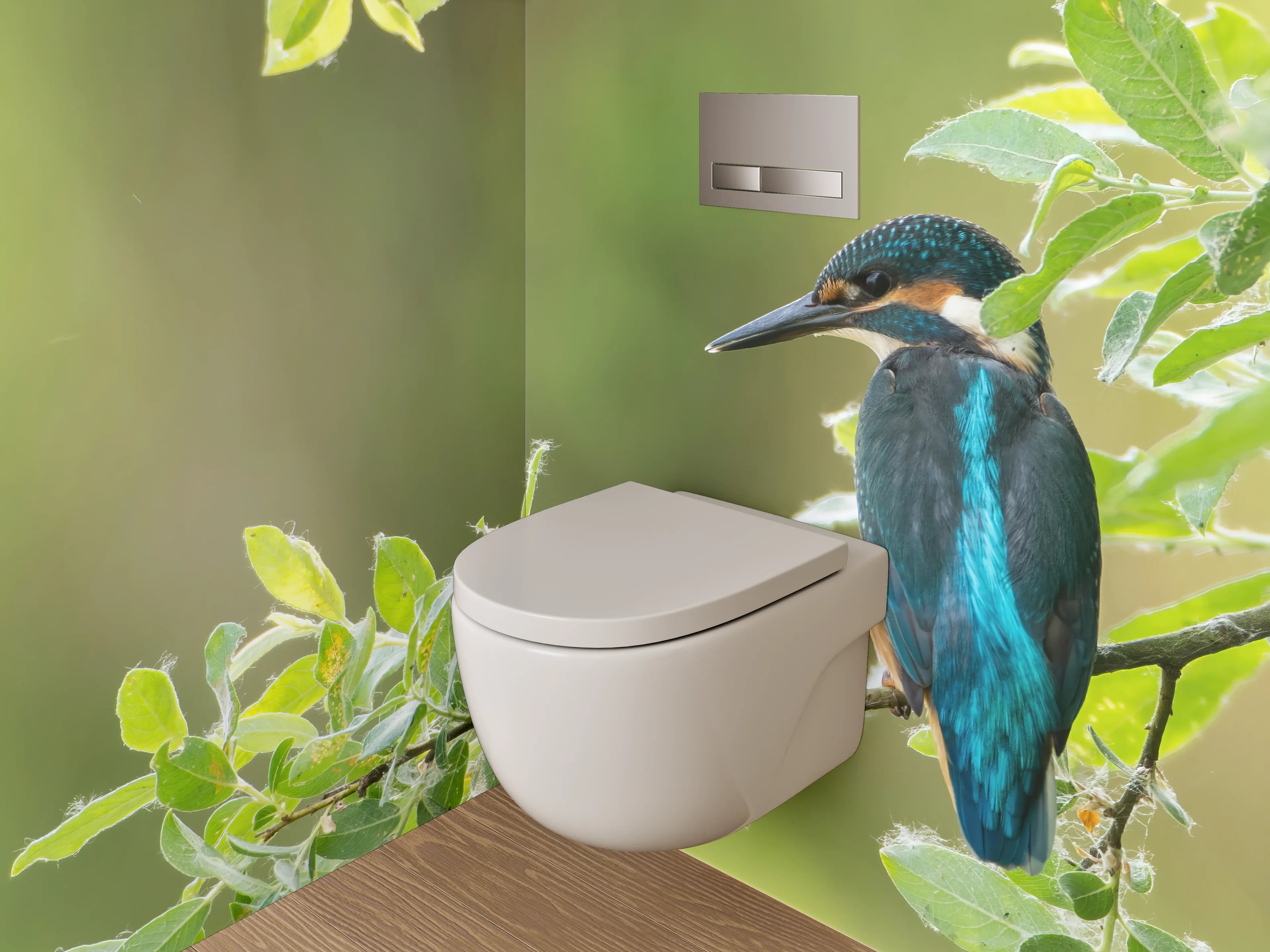 WC-Rückwand - Eisvogel auf Zweig – Naturfoto