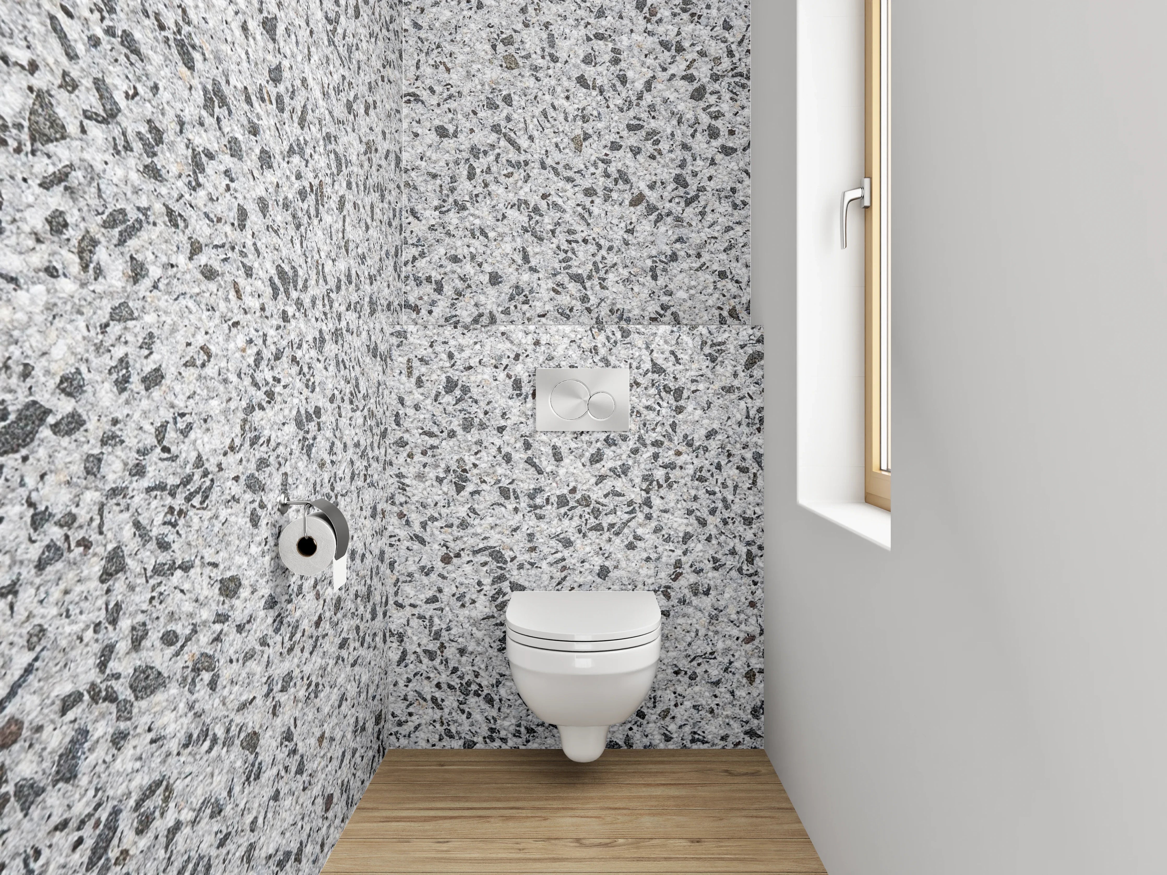 WC-Rückwand - Eisweiß mit sanften Graupunkten