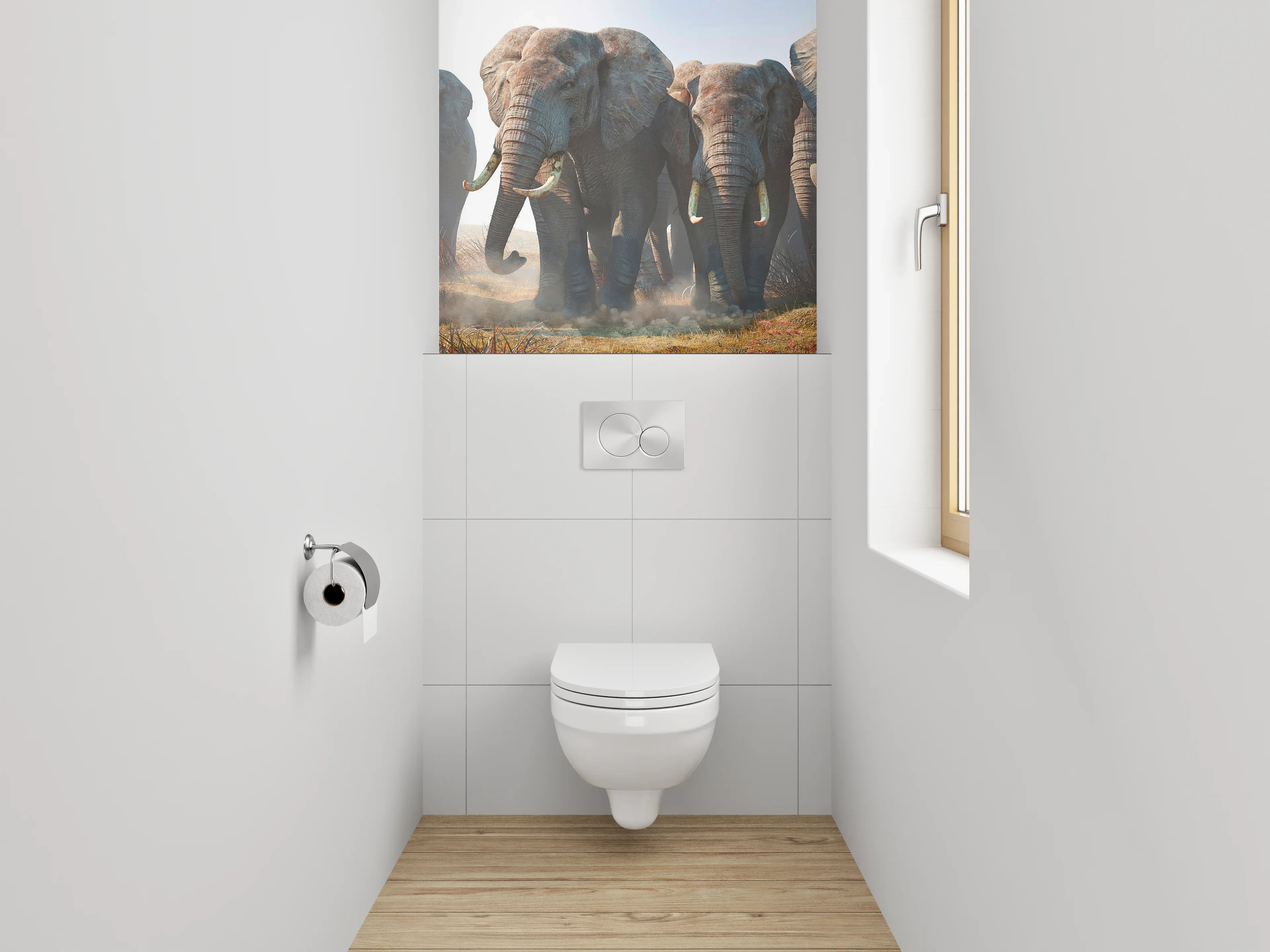 WC-Rückwand - Elefanten Herde in der Savanne