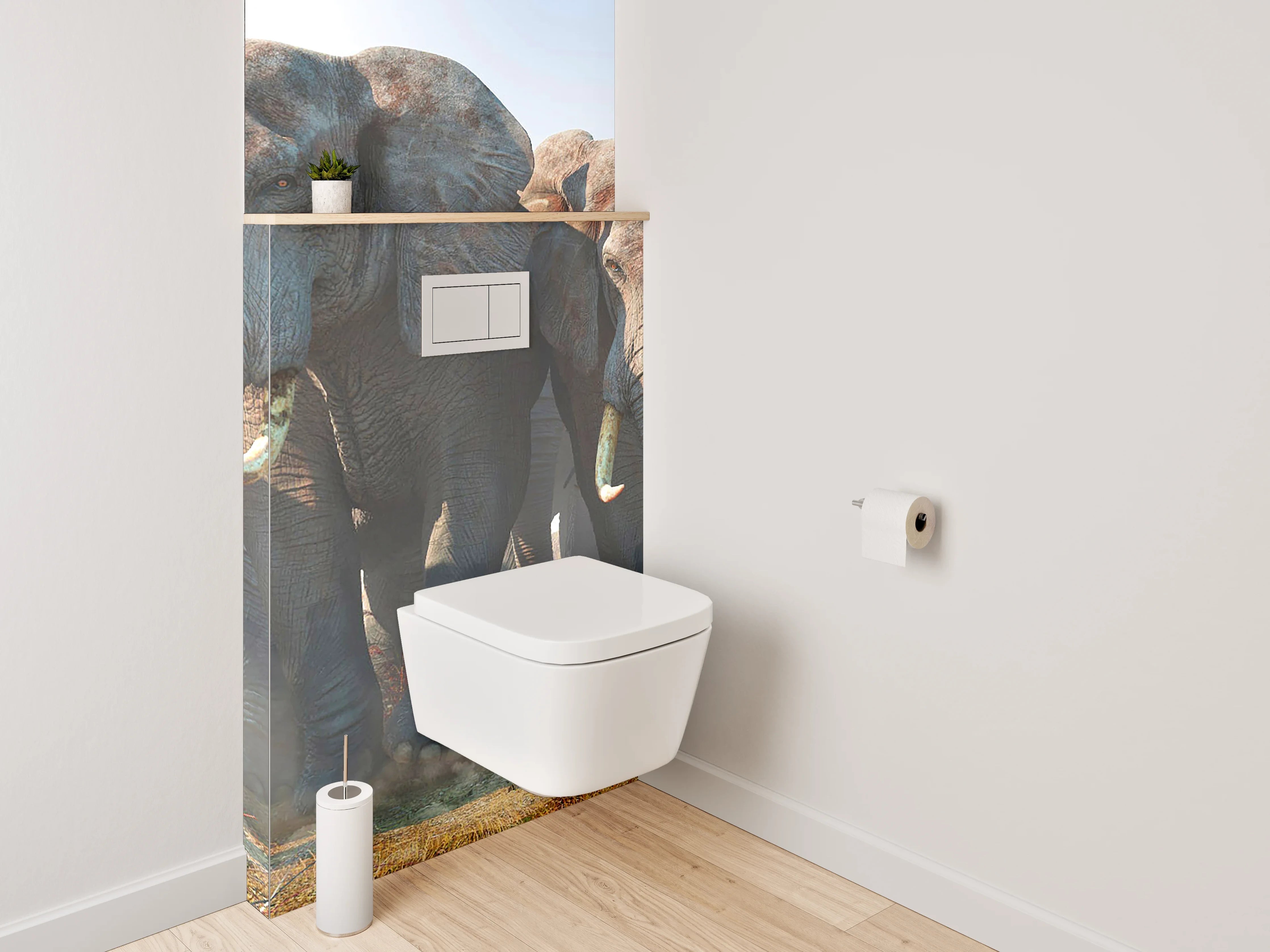 WC-Rückwand - Elefanten Herde in der Savanne