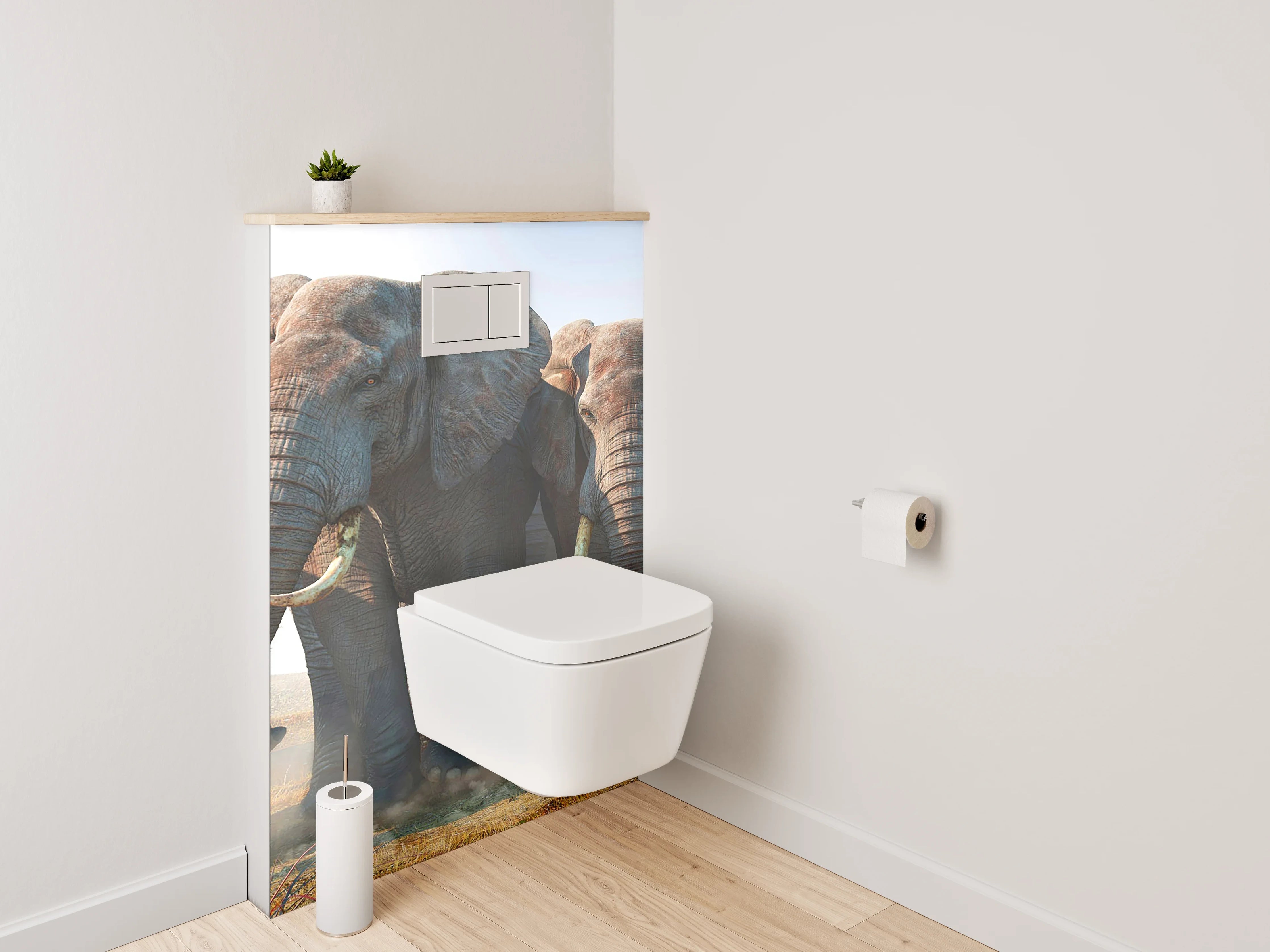 WC-Rückwand - Elefanten Herde in der Savanne