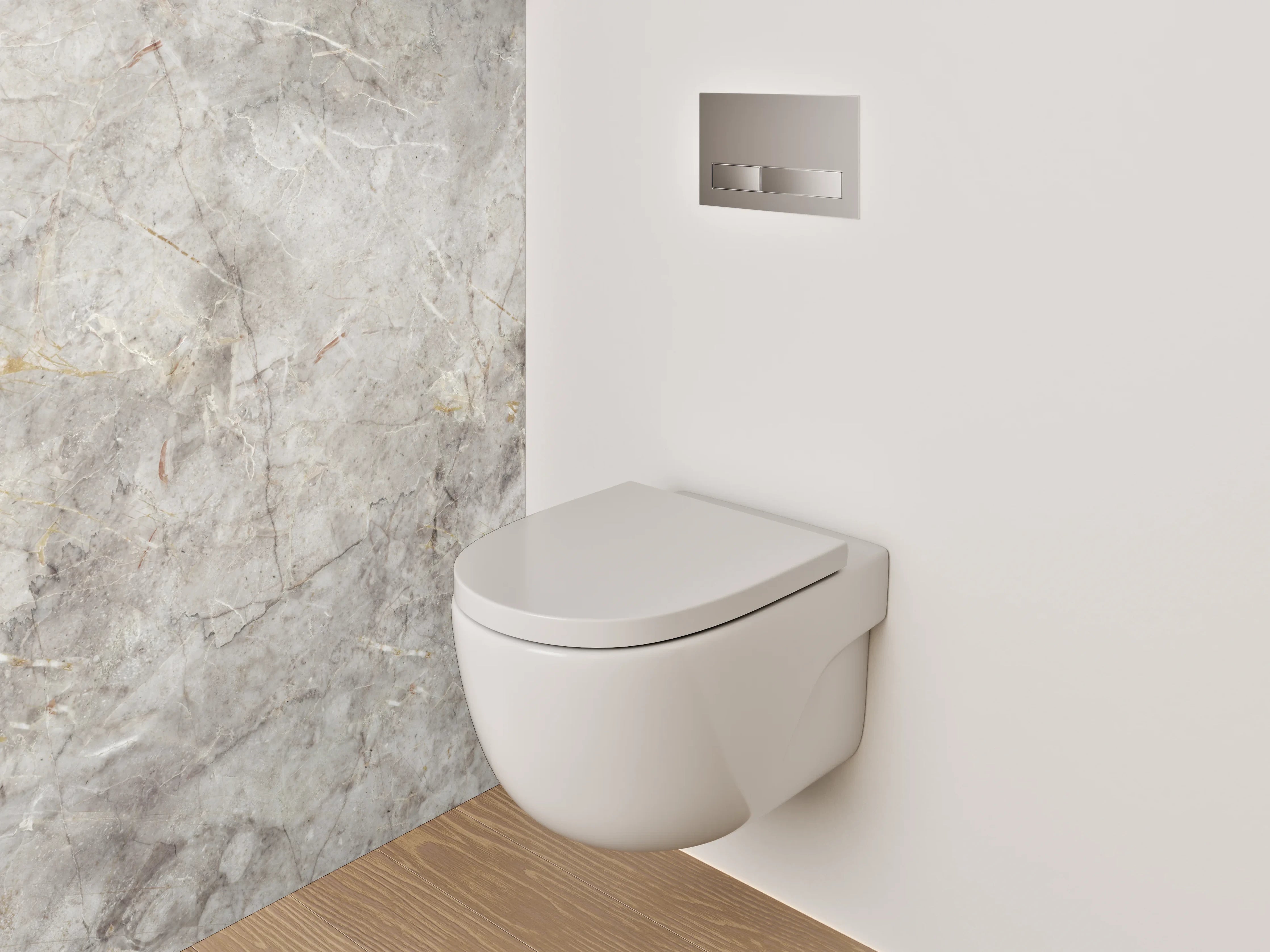 WC-Rückwand - Elegante Grauschattierungen im Marmorweiß