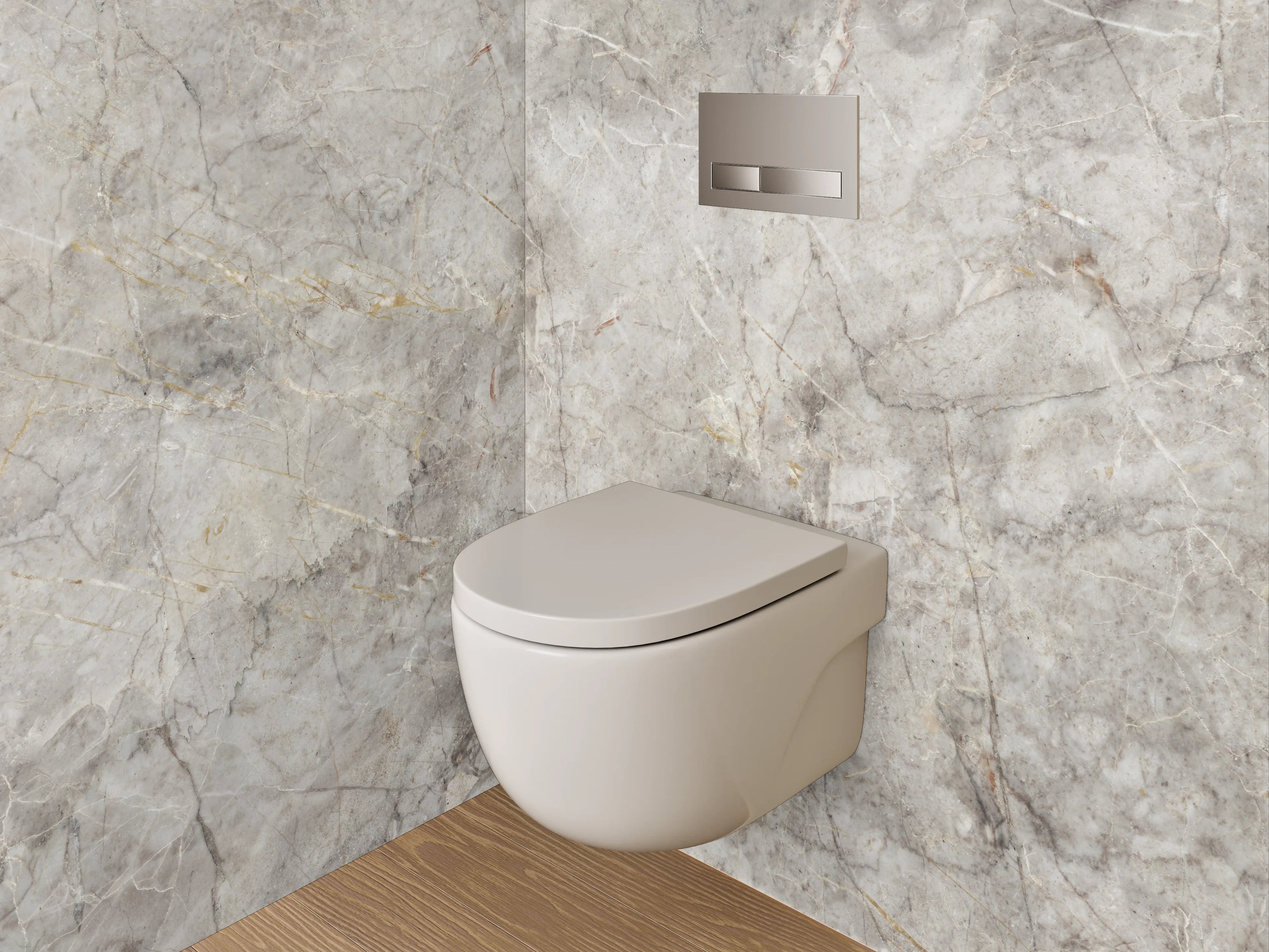 WC-Rückwand - Elegante Grauschattierungen im Marmorweiß