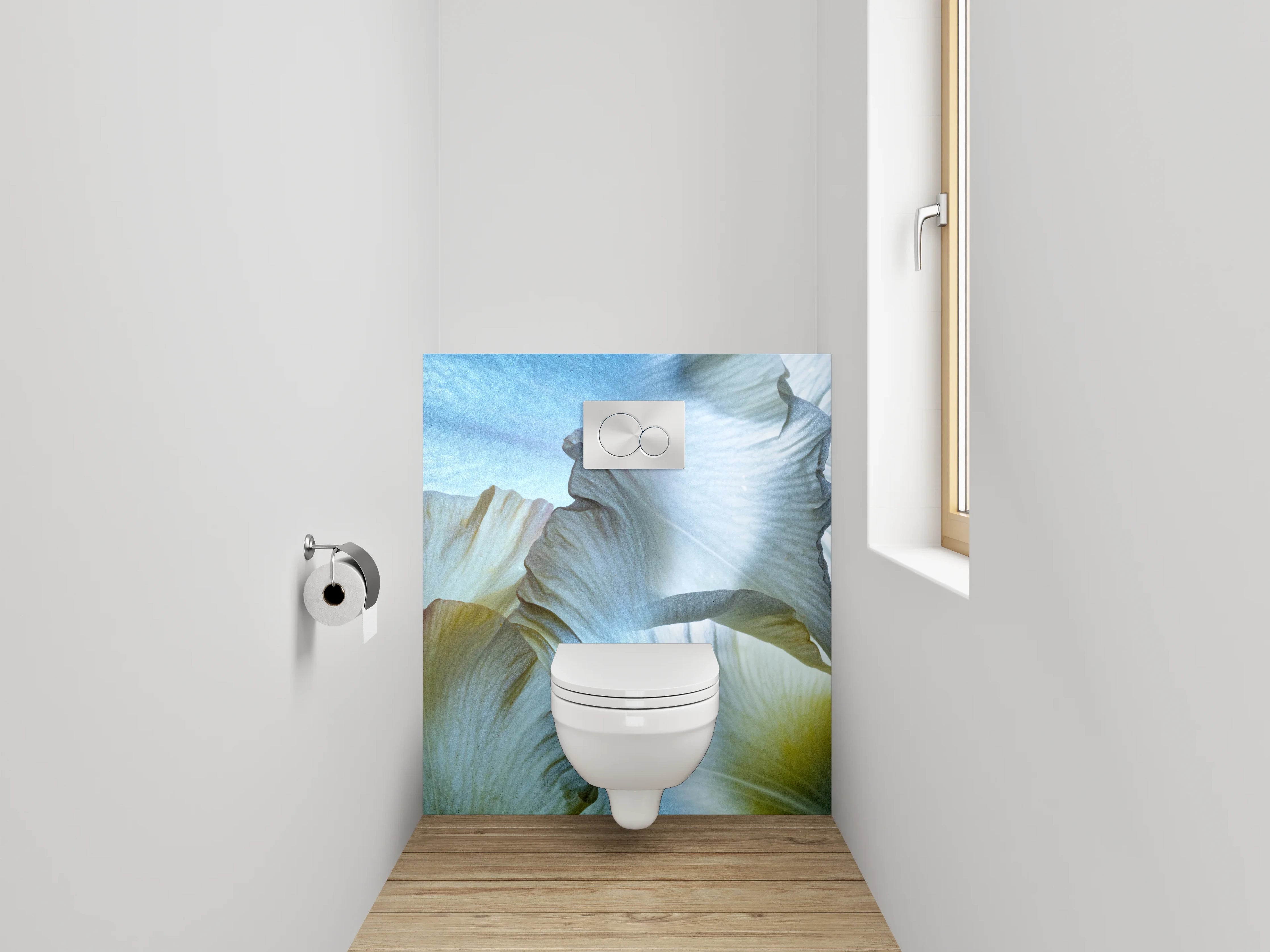 WC-Rückwand - Elegante Iris Blüten Aquarell Design