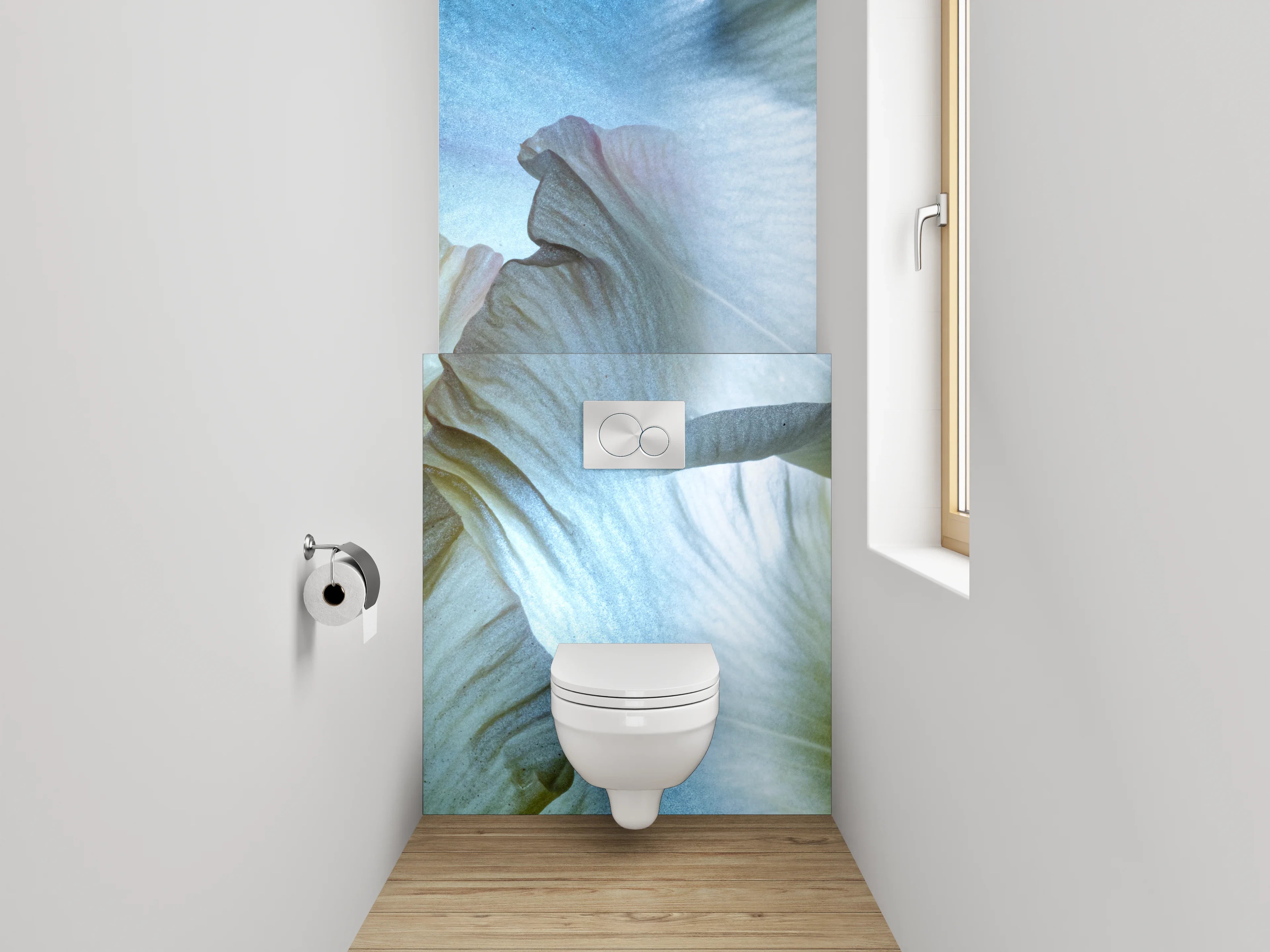 WC-Rückwand - Elegante Iris Blüten Aquarell Design