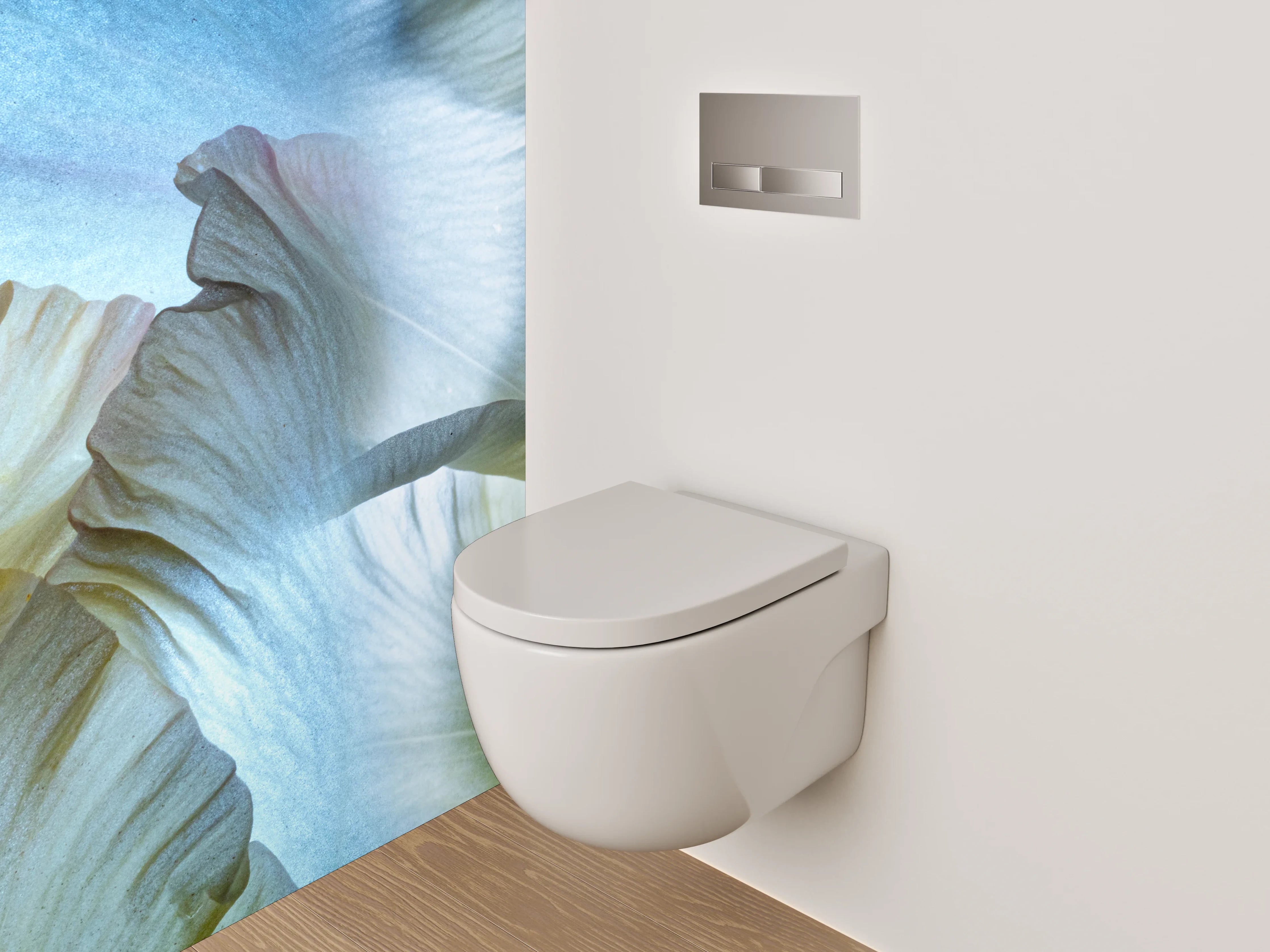 WC-Rückwand - Elegante Iris Blüten Aquarell Design