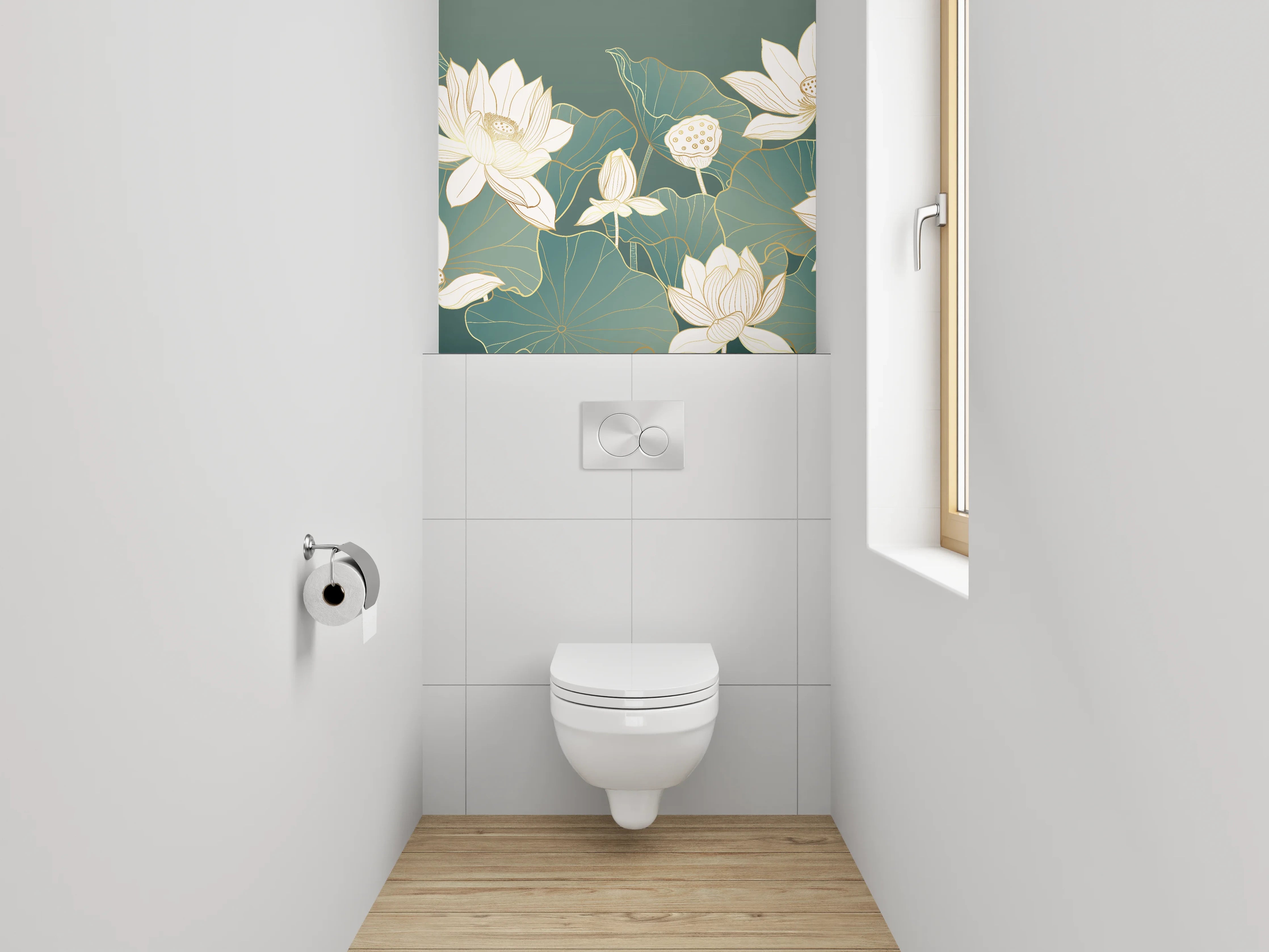 WC-Rückwand - Elegante Lotus-Blumen Illustration