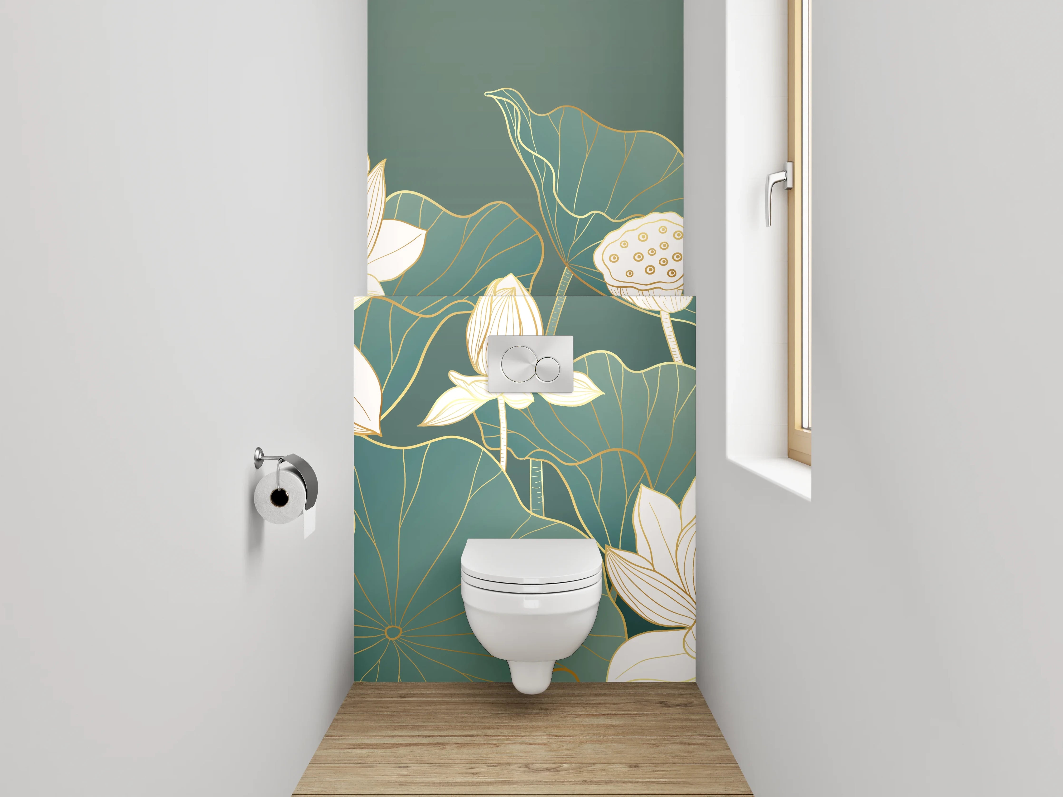 WC-Rückwand - Elegante Lotus-Blumen Illustration