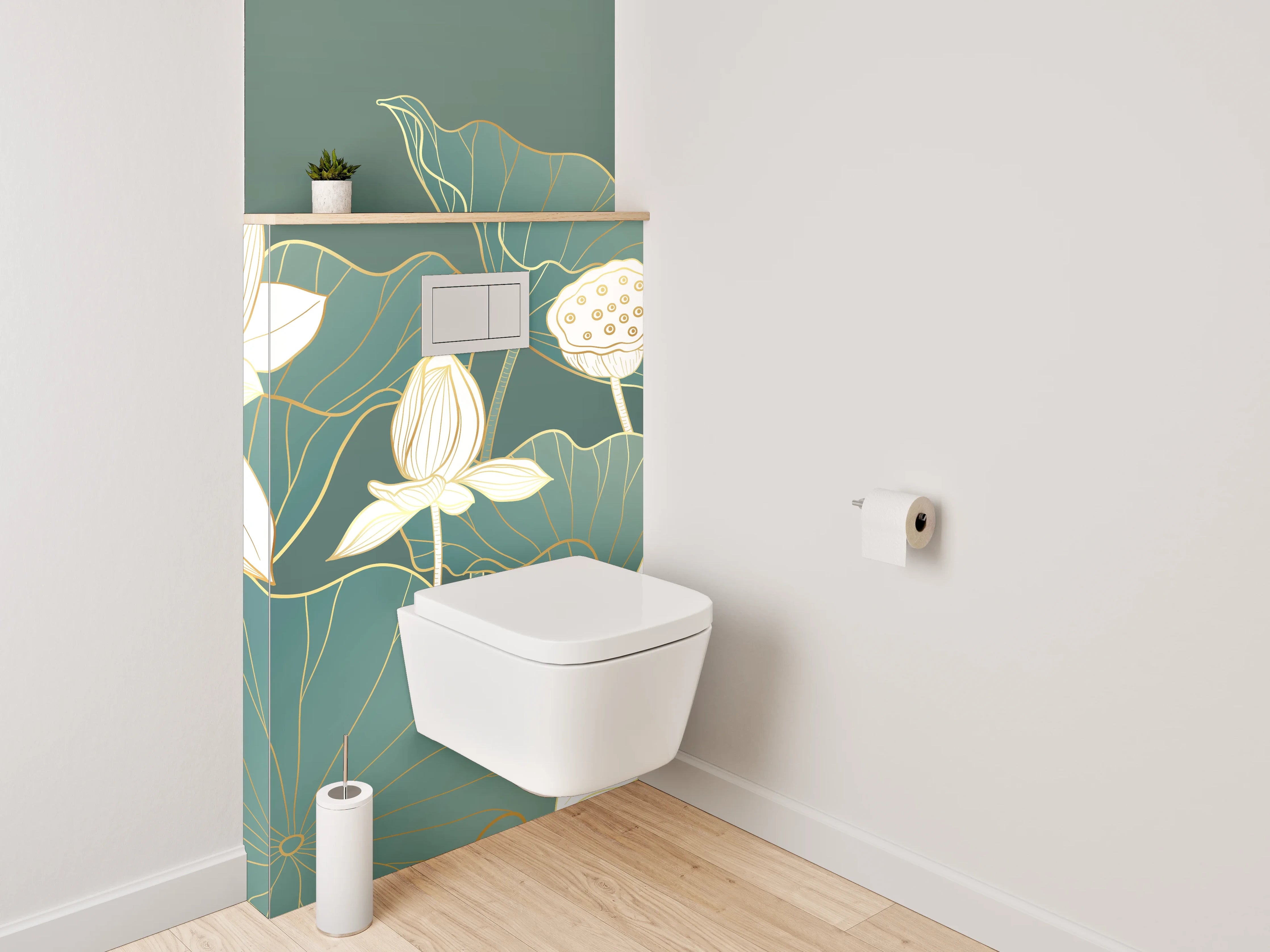 WC-Rückwand - Elegante Lotus-Blumen Illustration