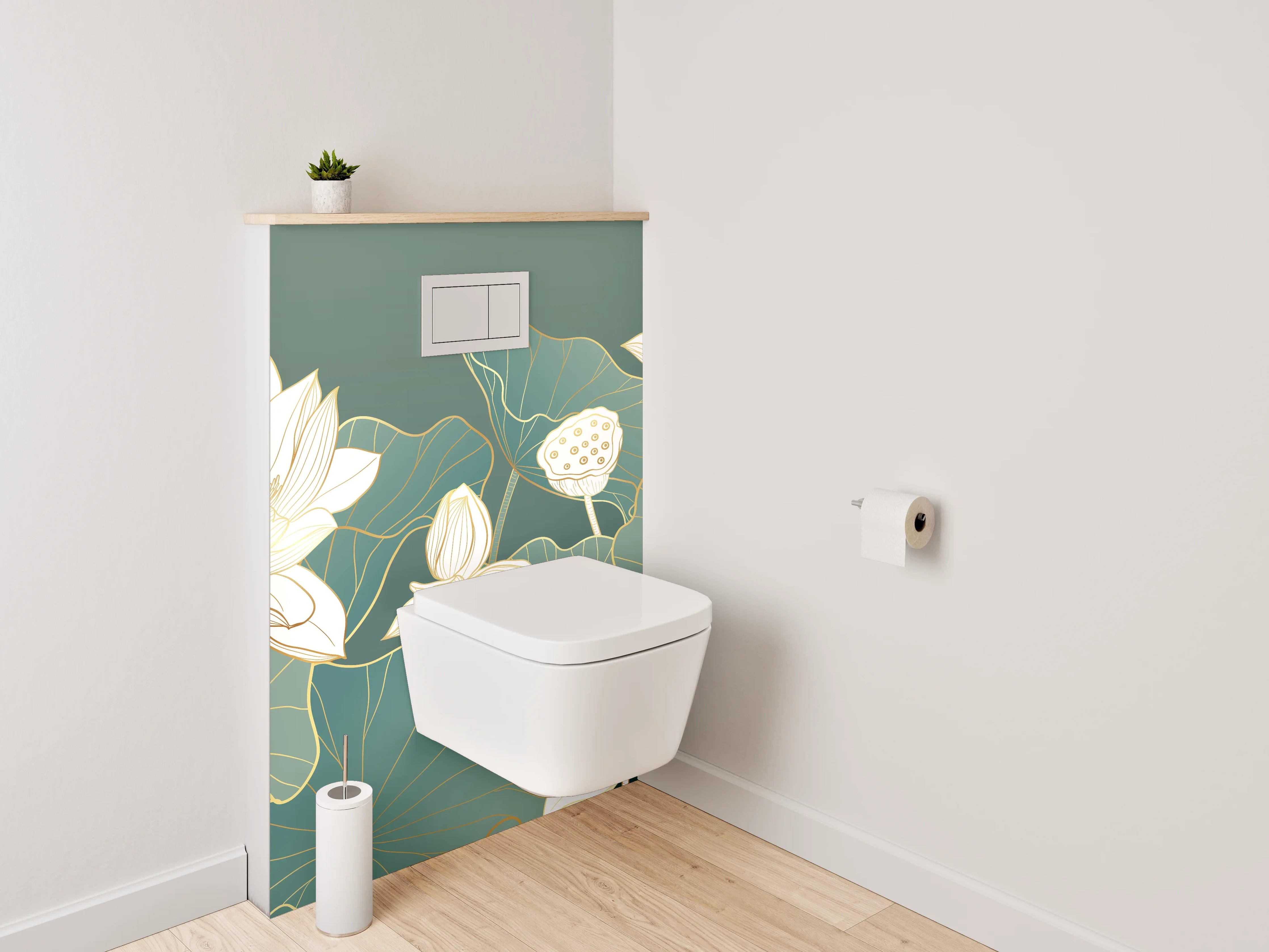 WC-Rückwand - Elegante Lotus-Blumen Illustration