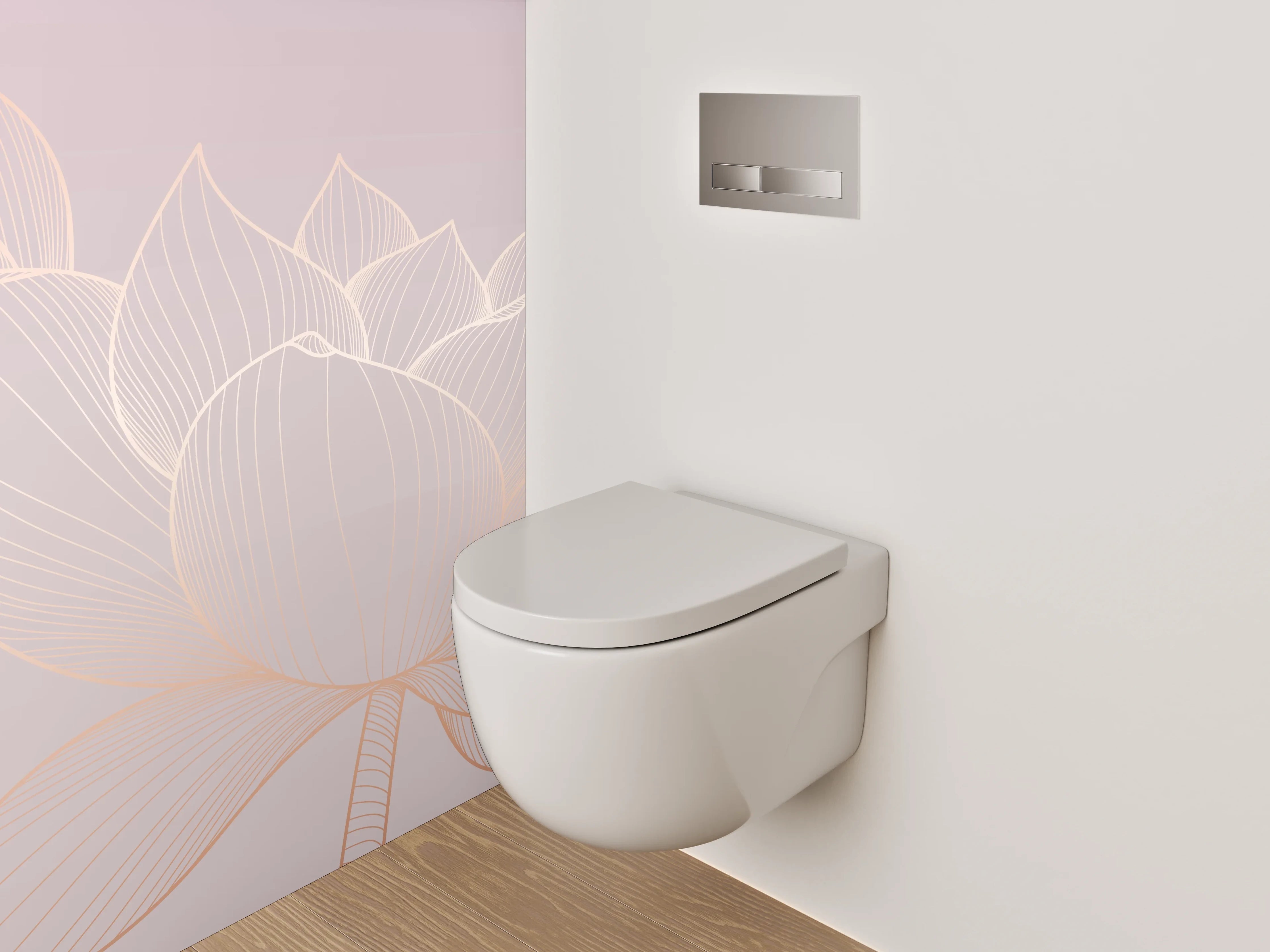 WC-Rückwand - Elegante Lotus Lineart auf Pastell