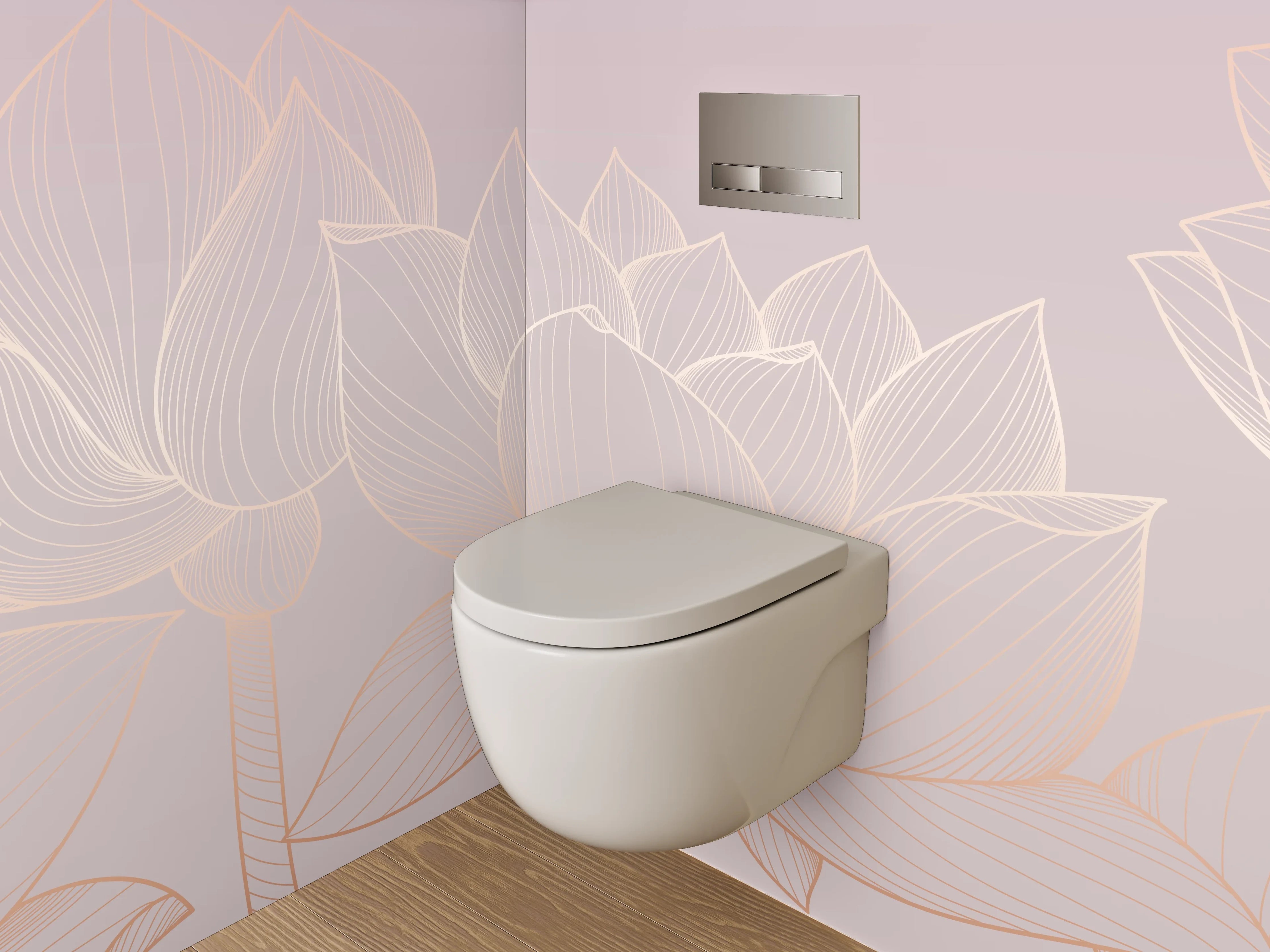 WC-Rückwand - Elegante Lotus Lineart auf Pastell