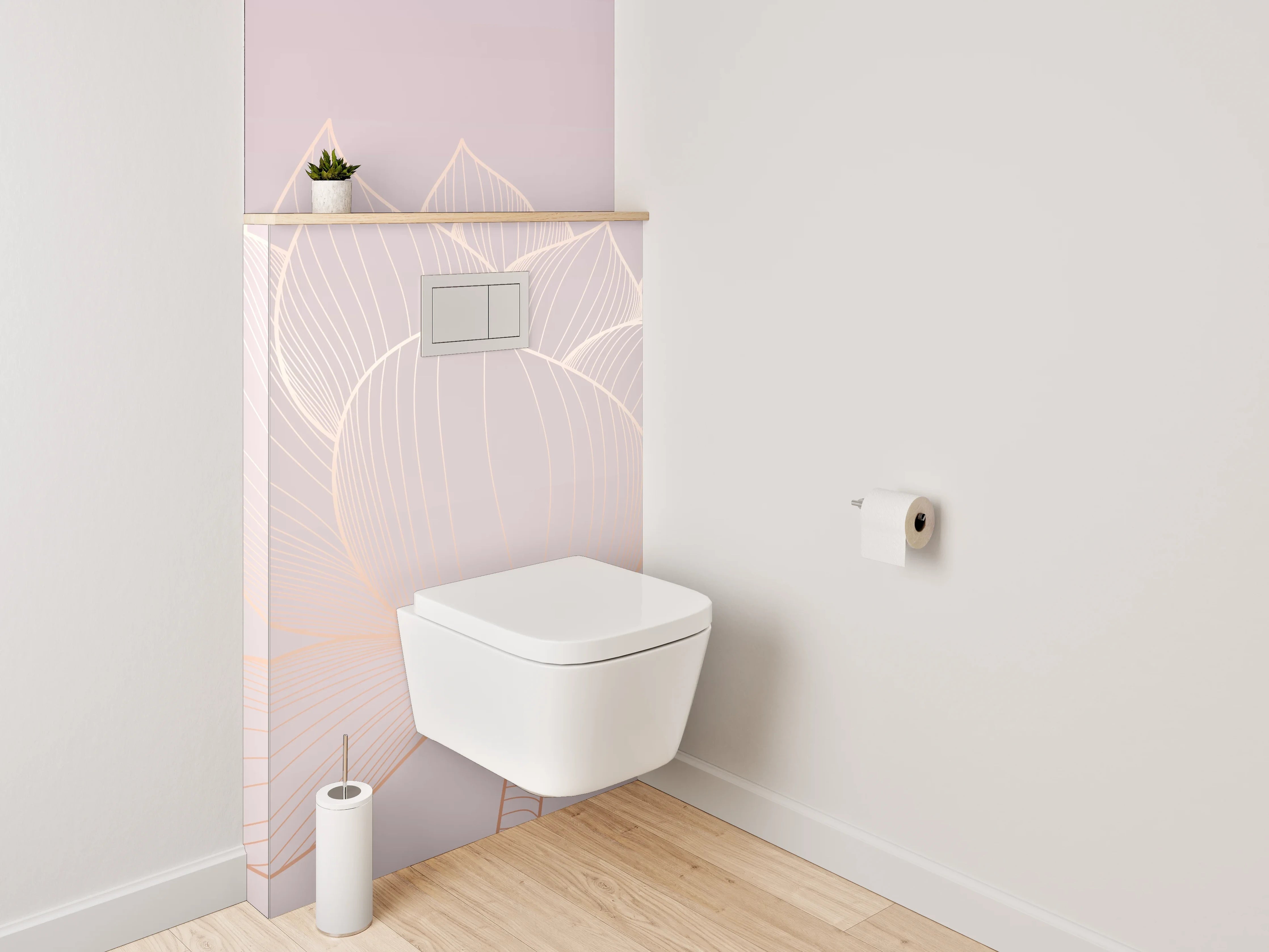 WC-Rückwand - Elegante Lotus Lineart auf Pastell